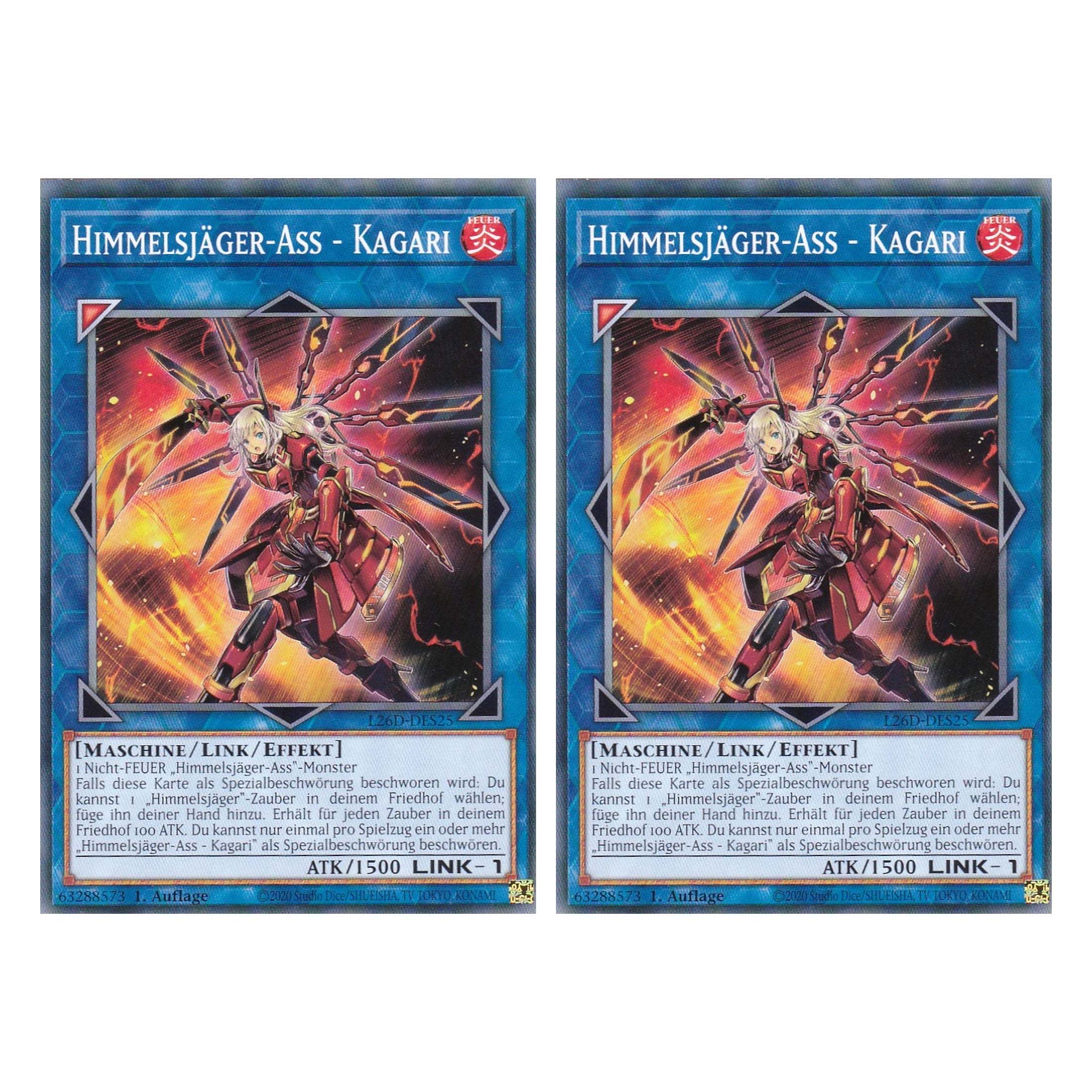 L26D-DES25 - Himmelsjäger-Ass - Kagari - Common - Deutsch - 1. Auflage - Legendary Modern Decks 2026 - Duo Set (2 Stück) - Yu-Gi-Oh! - mit LMS Trading Fieldcenter Karte