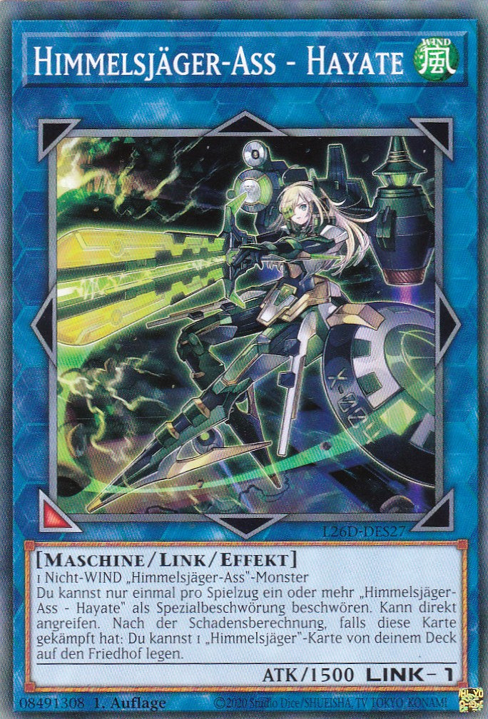 L26D-DES27 - Himmelsjäger-Ass - Hayate - Common - Deutsch - Legendary Modern Decks 2026 - Yu-Gi-Oh! - mit LMS Trading Fieldcenter Karte