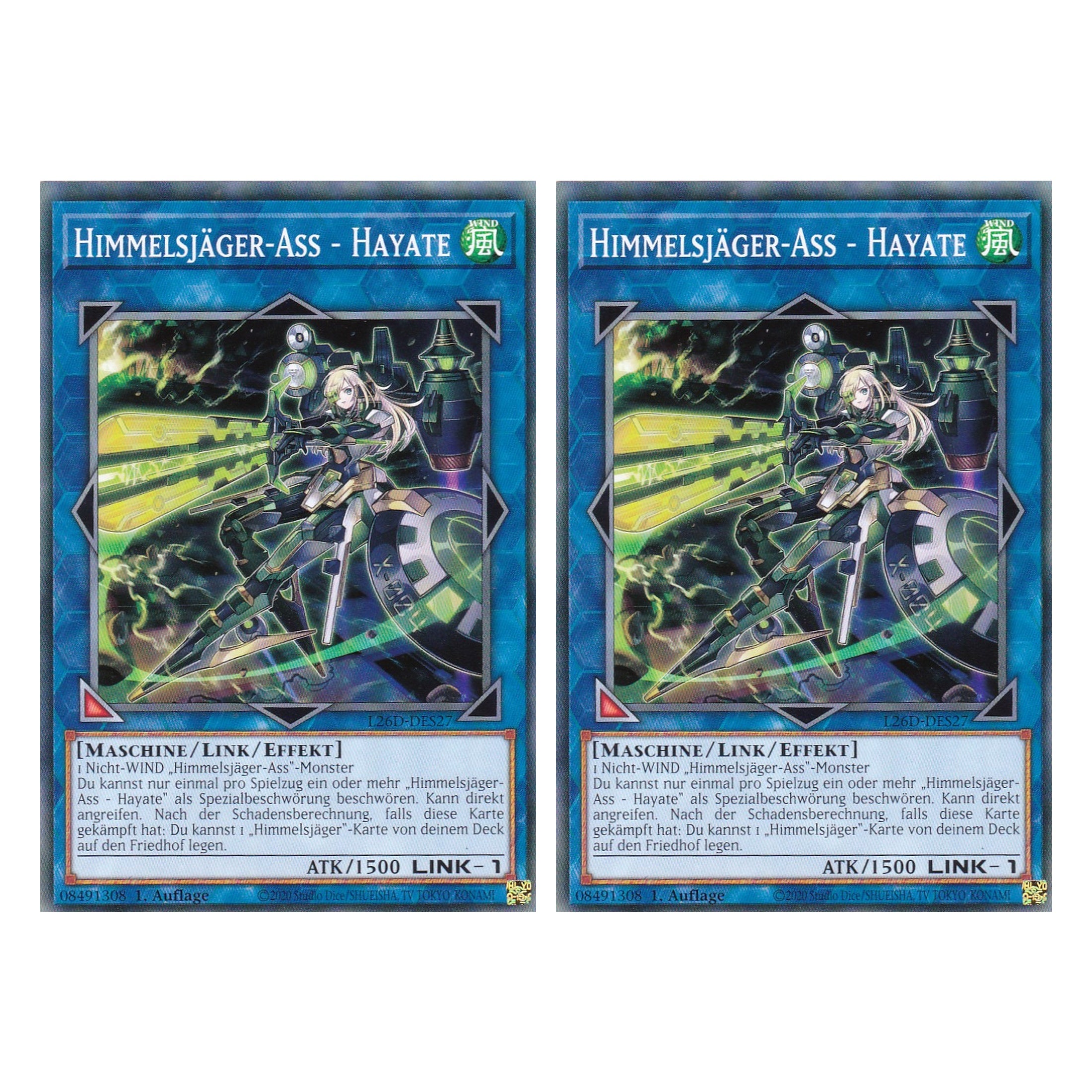 L26D-DES27 - Himmelsjäger-Ass - Hayate - Common - Deutsch - 1. Auflage - Legendary Modern Decks 2026 - Duo Set (2 Stück) - Yu-Gi-Oh! - mit LMS Trading Fieldcenter Karte