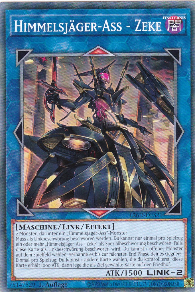L26D-DES29 - Himmelsjäger-Ass - Zeke - Common - Deutsch - Legendary Modern Decks 2026 - Yu-Gi-Oh! - mit LMS Trading Fieldcenter Karte