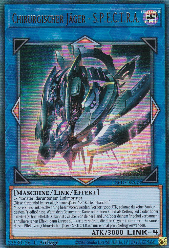 L26D-DES32 - Chirurgischer Jäger - S.P.E.C.T.R.A. - Ultra Rare - Deutsch - Legendary Modern Decks 2026 - Yu-Gi-Oh! - mit LMS Trading Fieldcenter Karte