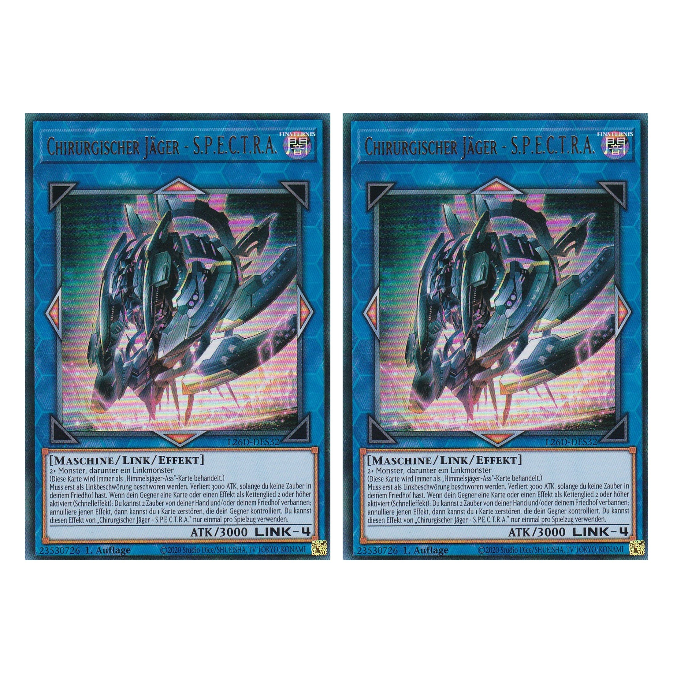L26D-DES32 - Chirurgischer Jäger - S.P.E.C.T.R.A. - Ultra Rare - Deutsch - 1. Auflage - Legendary Modern Decks 2026 - Duo Set (2 Stück) - Yu-Gi-Oh! - mit LMS Trading Fieldcenter Karte