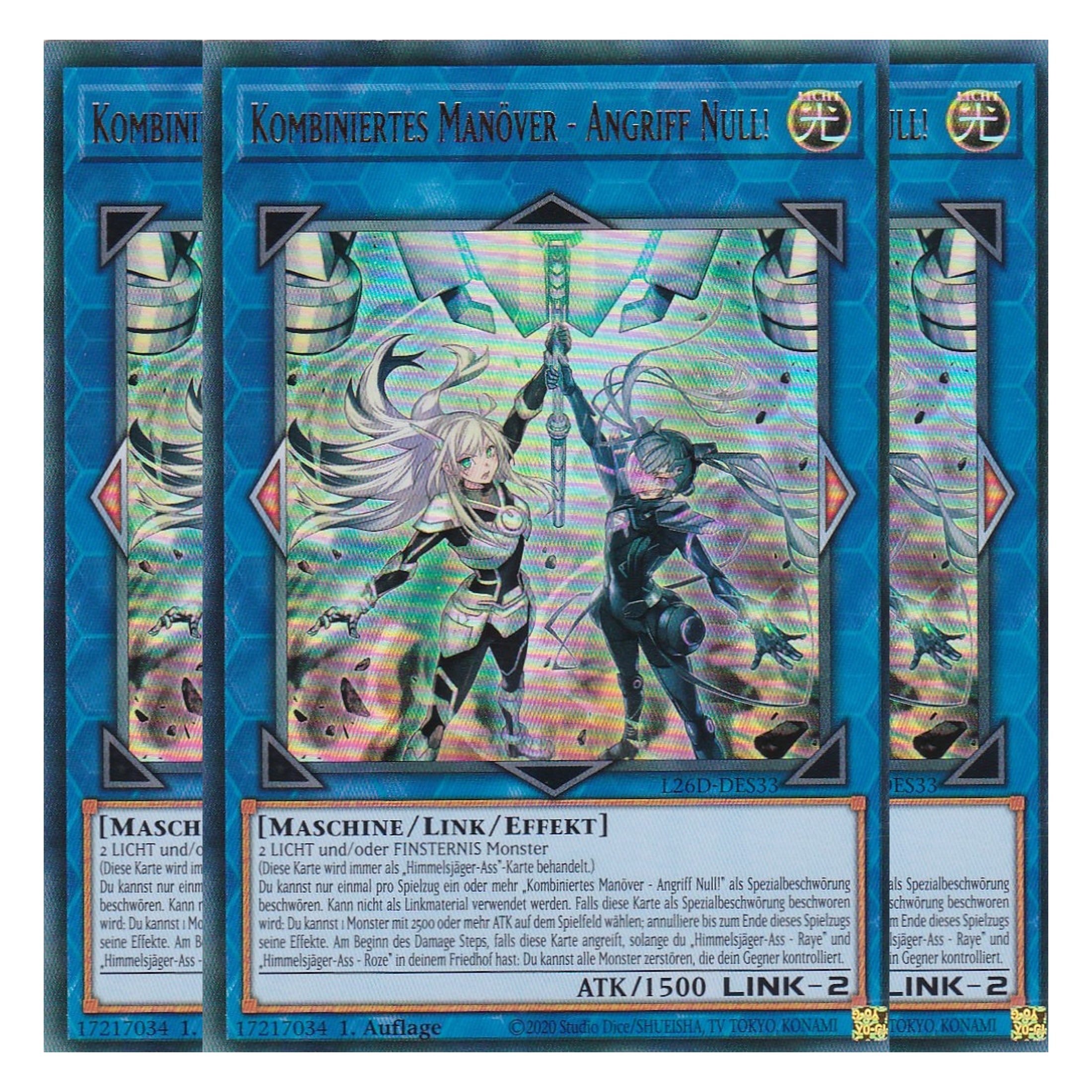 L26D-DES33 - Kombiniertes Manöver - Angriff Null! - Ultra Rare - Deutsch - 1. Auflage - Legendary Modern Decks 2026 - Playset (3 Kopien) - Yu-Gi-Oh! - mit LMS Trading Fieldcenter Karte