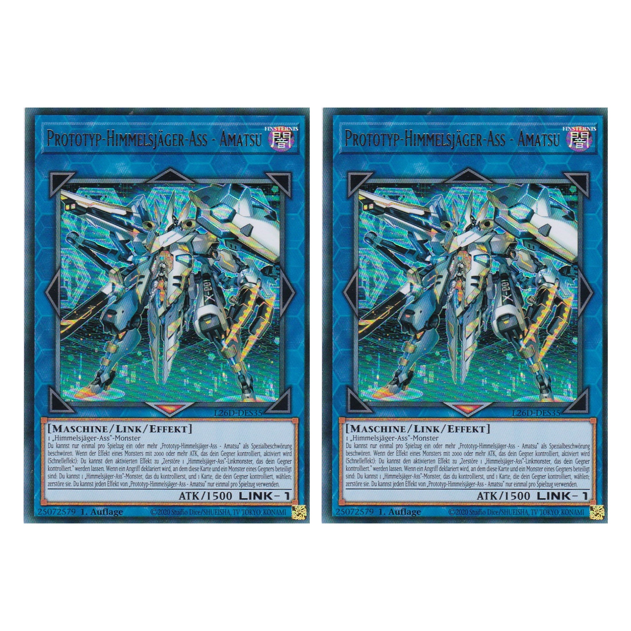 L26D-DES35 - Prototyp-Himmelsjäger-Ass - Amatsu - Ultra Rare - Deutsch - 1. Auflage - Legendary Modern Decks 2026 - Duo Set (2 Stück) - Yu-Gi-Oh! - mit LMS Trading Fieldcenter Karte