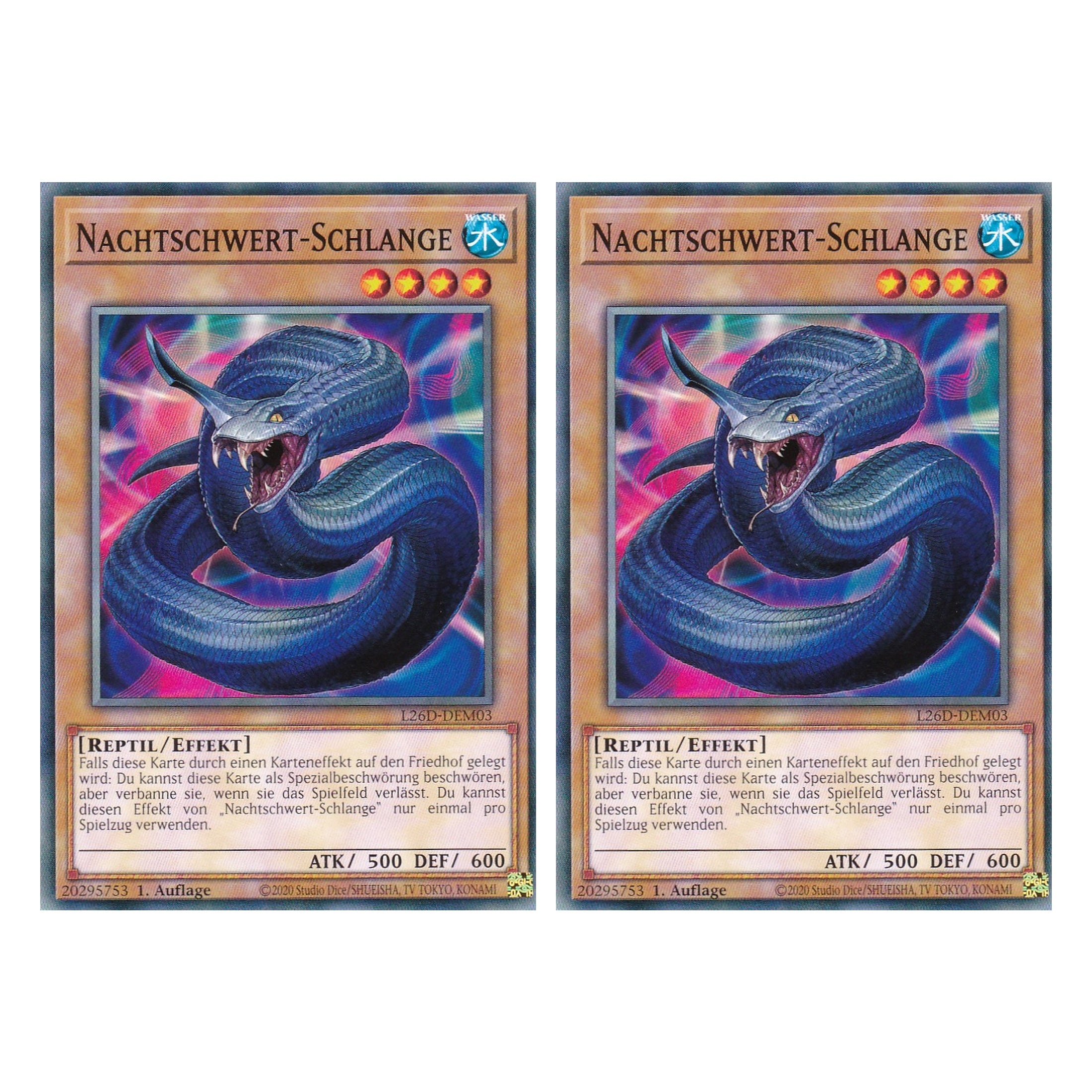 L26D-DEM03 - Nachtschwert-Schlange - Common - Deutsch - 1. Auflage - Legendary Modern Decks 2026 - Duo Set (2 Stück) - Yu-Gi-Oh! - mit LMS Trading Fieldcenter Karte