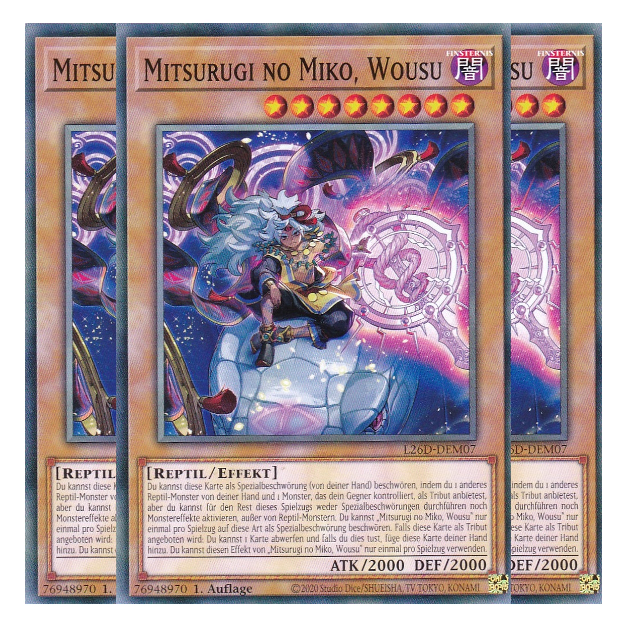L26D-DEM07 - Mitsurugi no Miko, Wousu - Common - Deutsch - 1. Auflage - Legendary Modern Decks 2026 - Playset (3 Kopien) - Yu-Gi-Oh! - mit LMS Trading Fieldcenter Karte