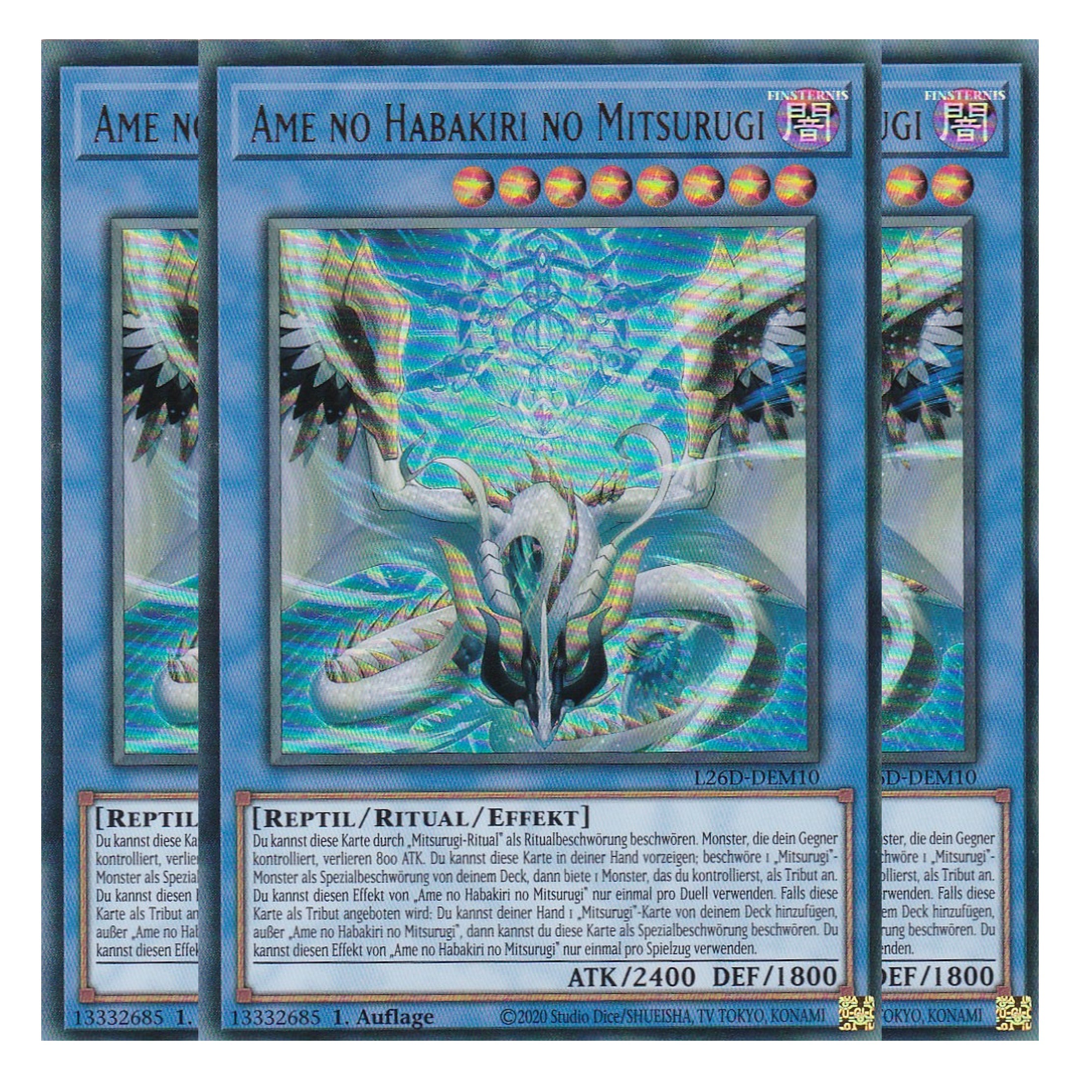 L26D-DEM10 - Ame no Habakiri no Mitsurugi - Ultra Rare - Deutsch - 1. Auflage - Legendary Modern Decks 2026 - Playset (3 Kopien) - Yu-Gi-Oh! - mit LMS Trading Fieldcenter Karte