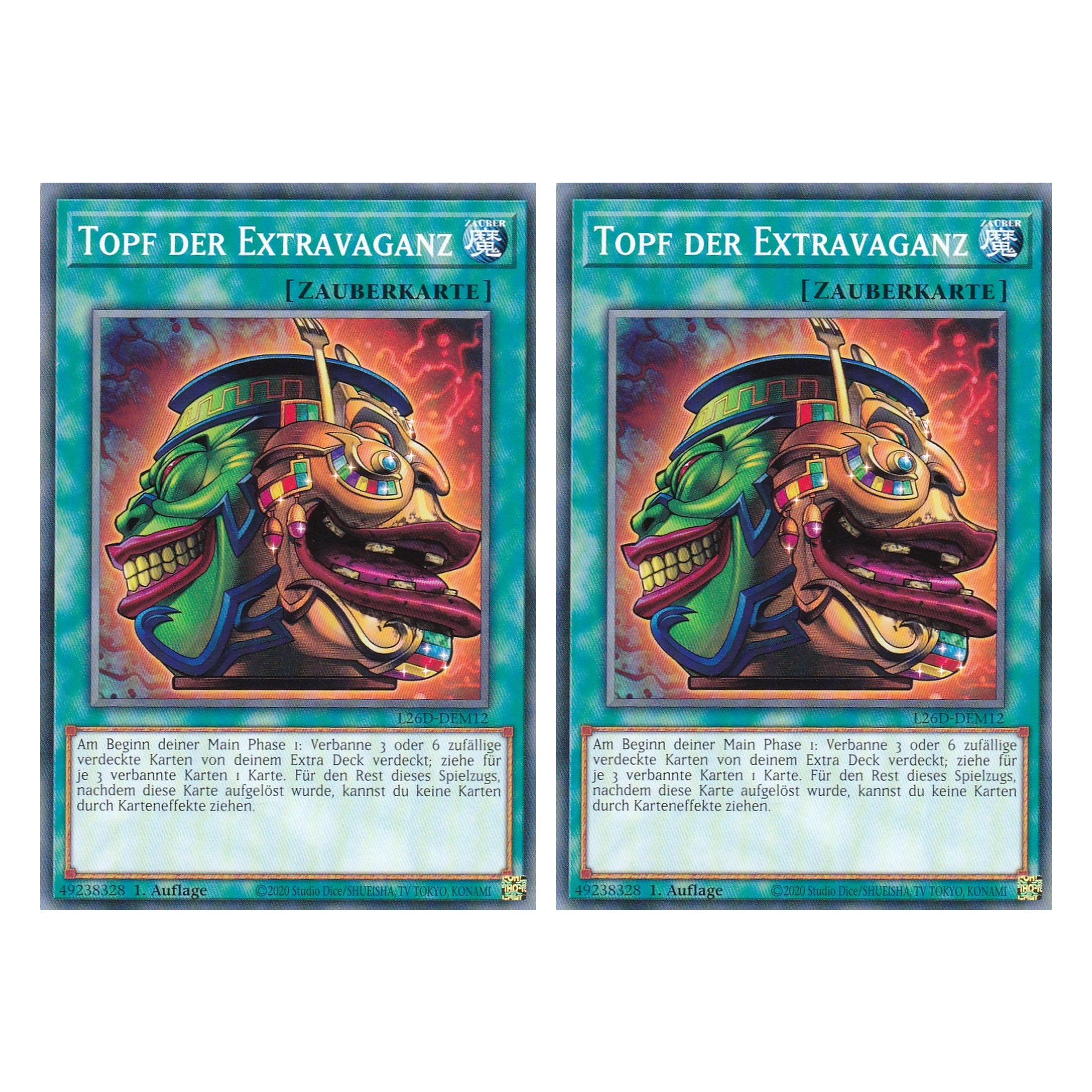 L26D-DEM12 - Topf der Extravaganz - Common - Deutsch - 1. Auflage - Legendary Modern Decks 2026 - Duo Set (2 Stück) - Yu-Gi-Oh! - mit LMS Trading Fieldcenter Karte