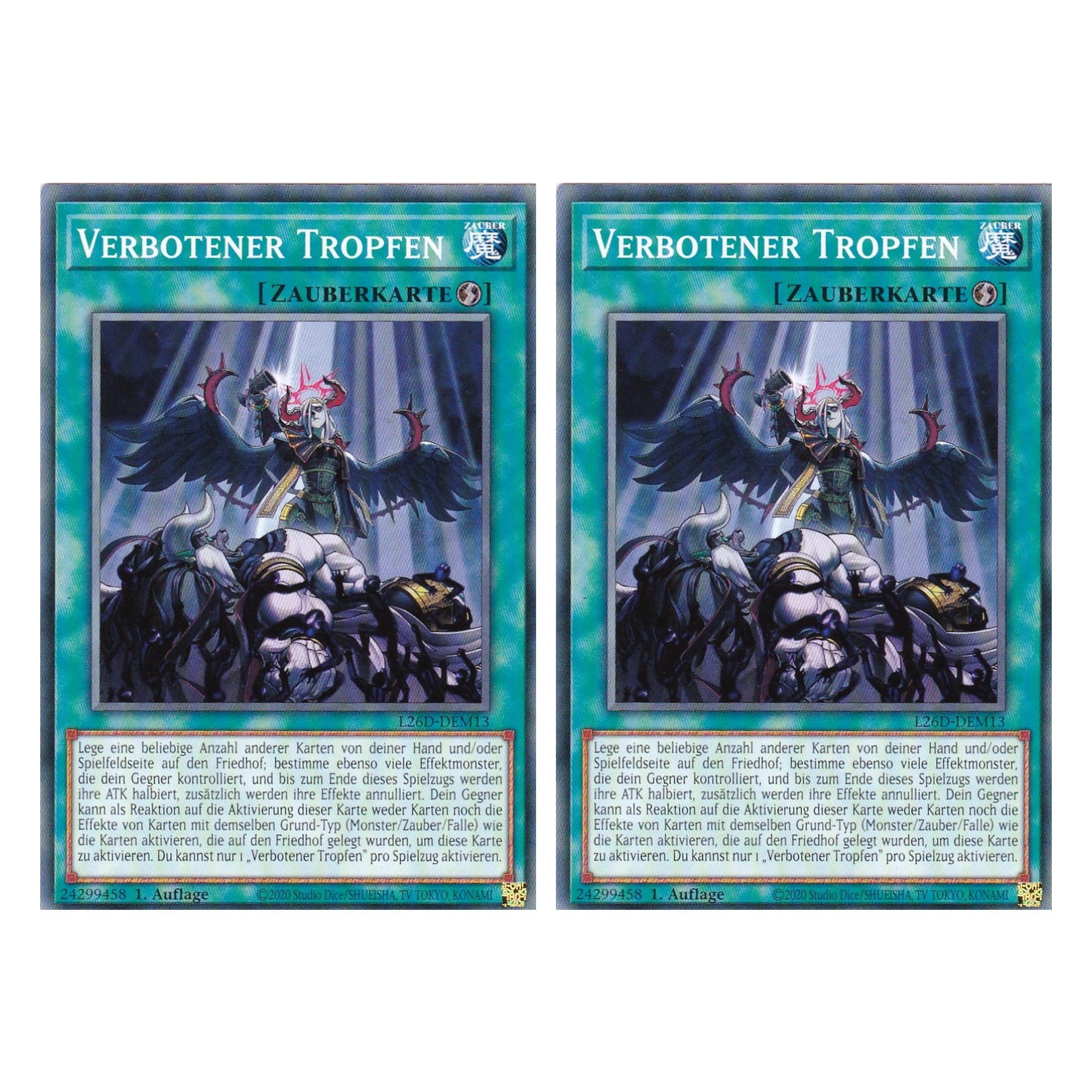 L26D-DEM13 - Verbotener Tropfen - Common - Deutsch - 1. Auflage - Legendary Modern Decks 2026 - Duo Set (2 Stück) - Yu-Gi-Oh! - mit LMS Trading Fieldcenter Karte