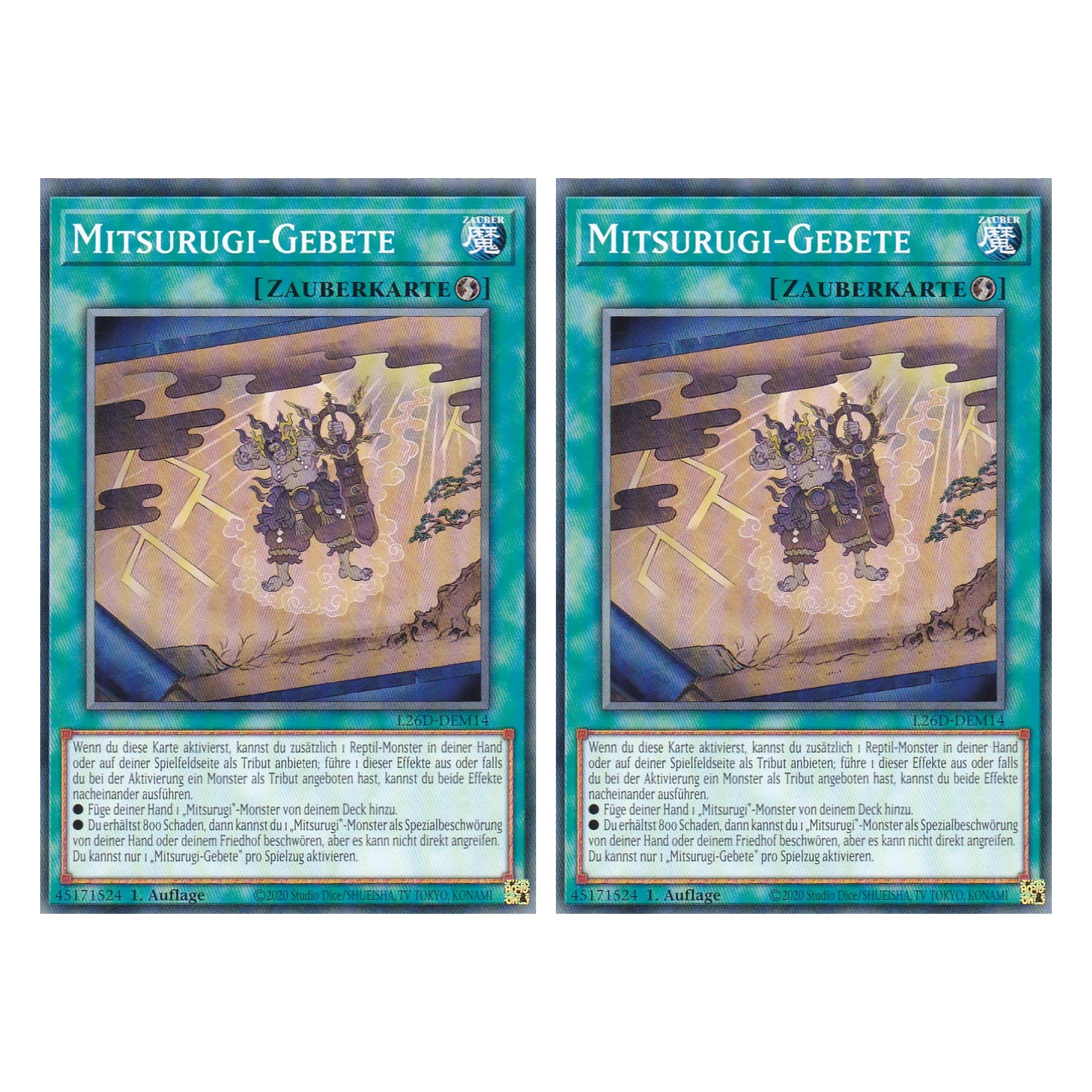L26D-DEM14 - Mitsurugi-Gebete - Common - Deutsch - 1. Auflage - Legendary Modern Decks 2026 - Duo Set (2 Stück) - Yu-Gi-Oh! - mit LMS Trading Fieldcenter Karte