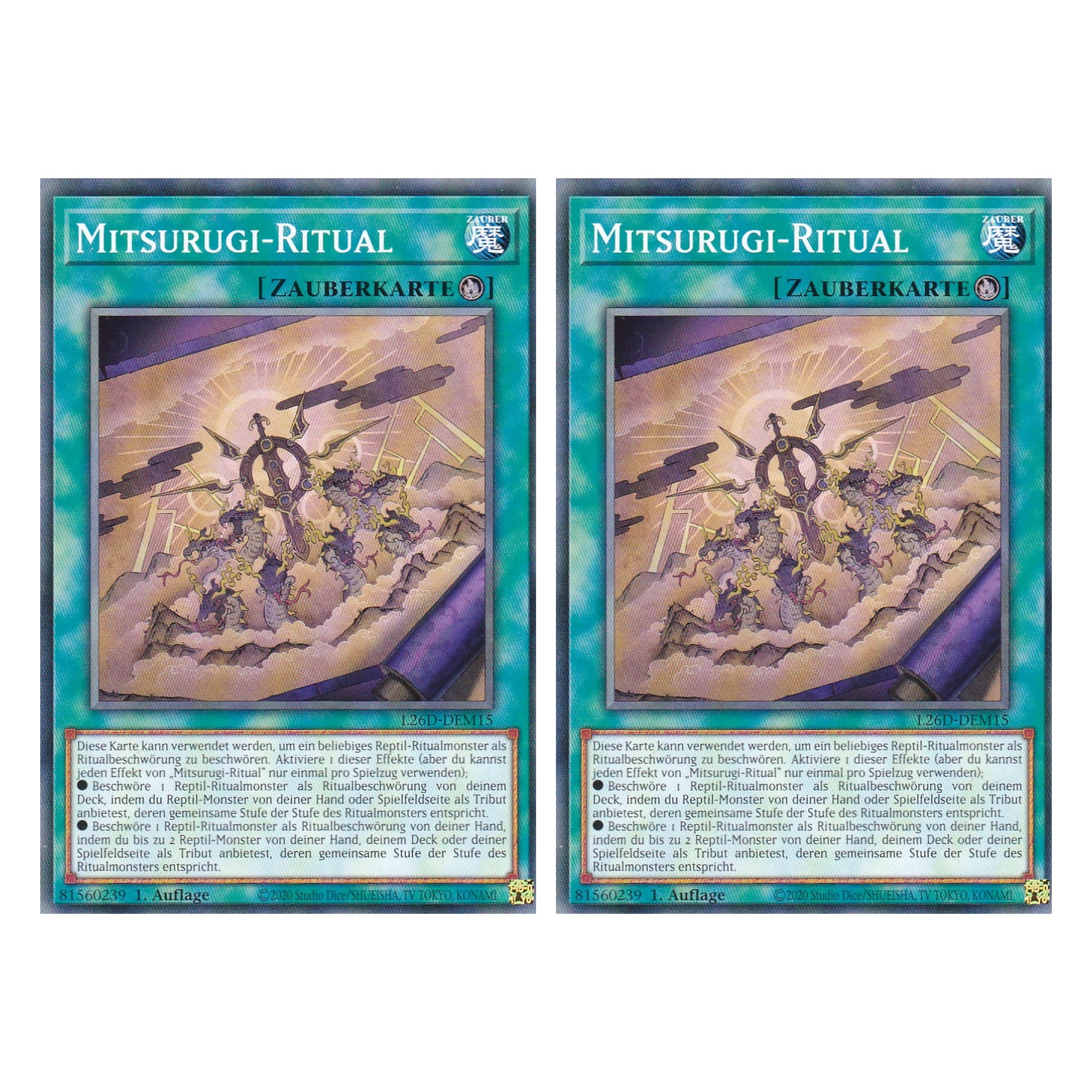 L26D-DEM15 - Mitsurugi-Ritual - Common - Deutsch - 1. Auflage - Legendary Modern Decks 2026 - Duo Set (2 Stück) - Yu-Gi-Oh! - mit LMS Trading Fieldcenter Karte