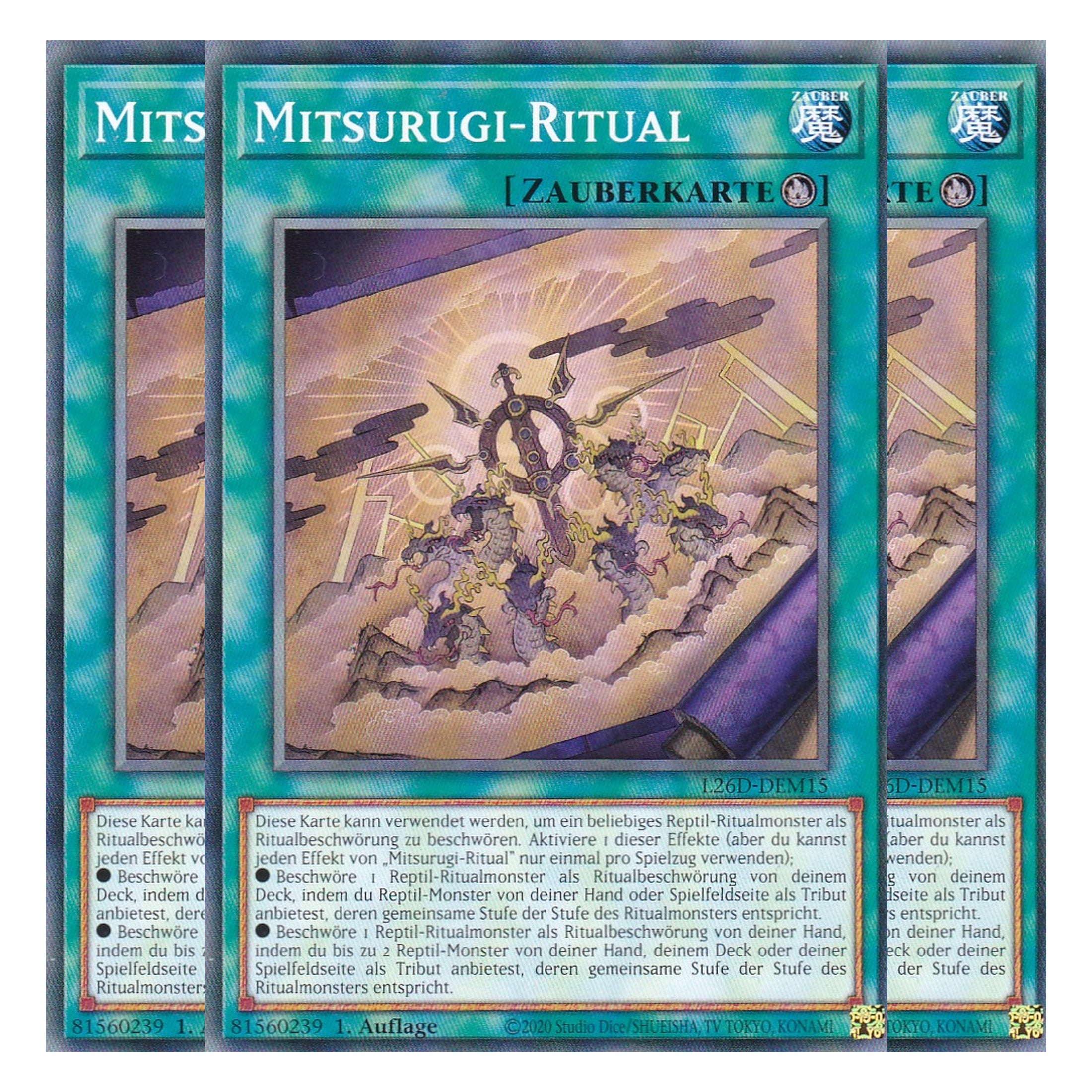 L26D-DEM15 - Mitsurugi-Ritual - Common - Deutsch - 1. Auflage - Legendary Modern Decks 2026 - Playset (3 Kopien) - Yu-Gi-Oh! - mit LMS Trading Fieldcenter Karte
