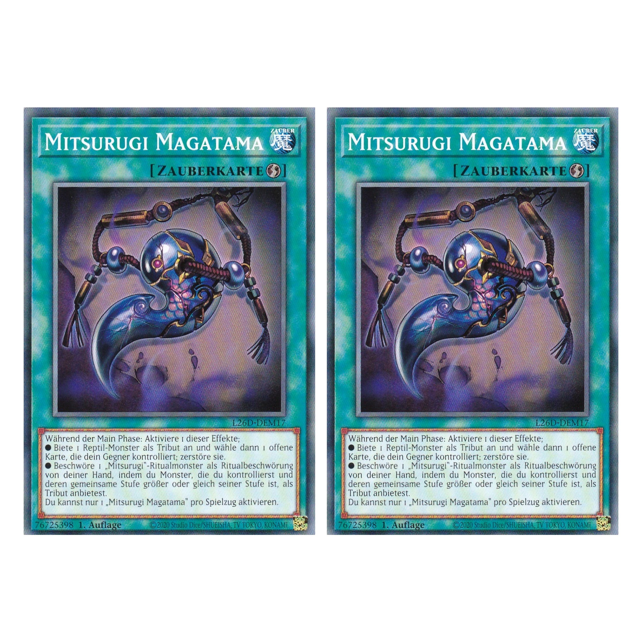 L26D-DEM17 - Mitsurugi Magatama - Common - Deutsch - 1. Auflage - Legendary Modern Decks 2026 - Duo Set (2 Stück) - Yu-Gi-Oh! - mit LMS Trading Fieldcenter Karte