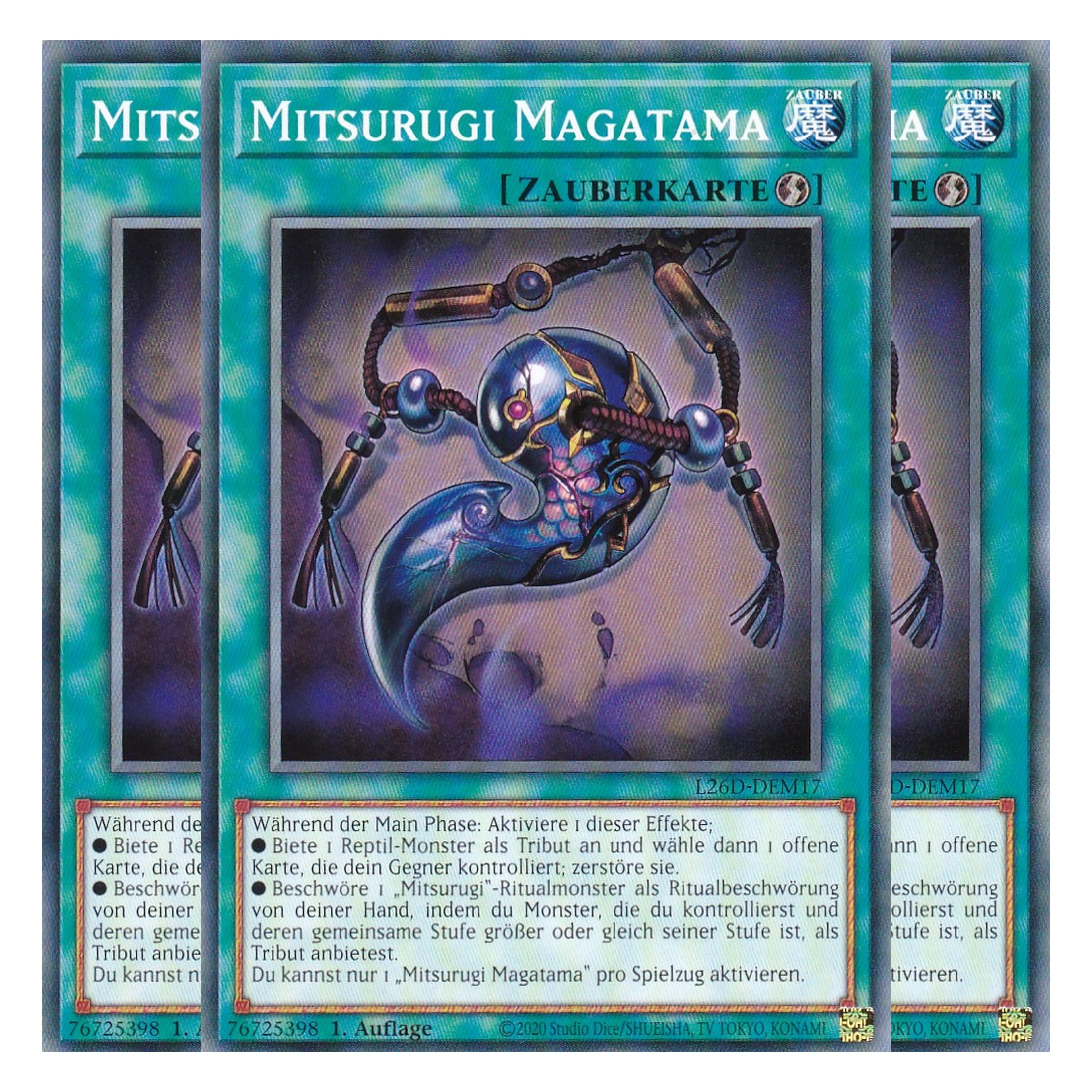 L26D-DEM17 - Mitsurugi Magatama - Common - Deutsch - 1. Auflage - Legendary Modern Decks 2026 - Playset (3 Kopien) - Yu-Gi-Oh! - mit LMS Trading Fieldcenter Karte