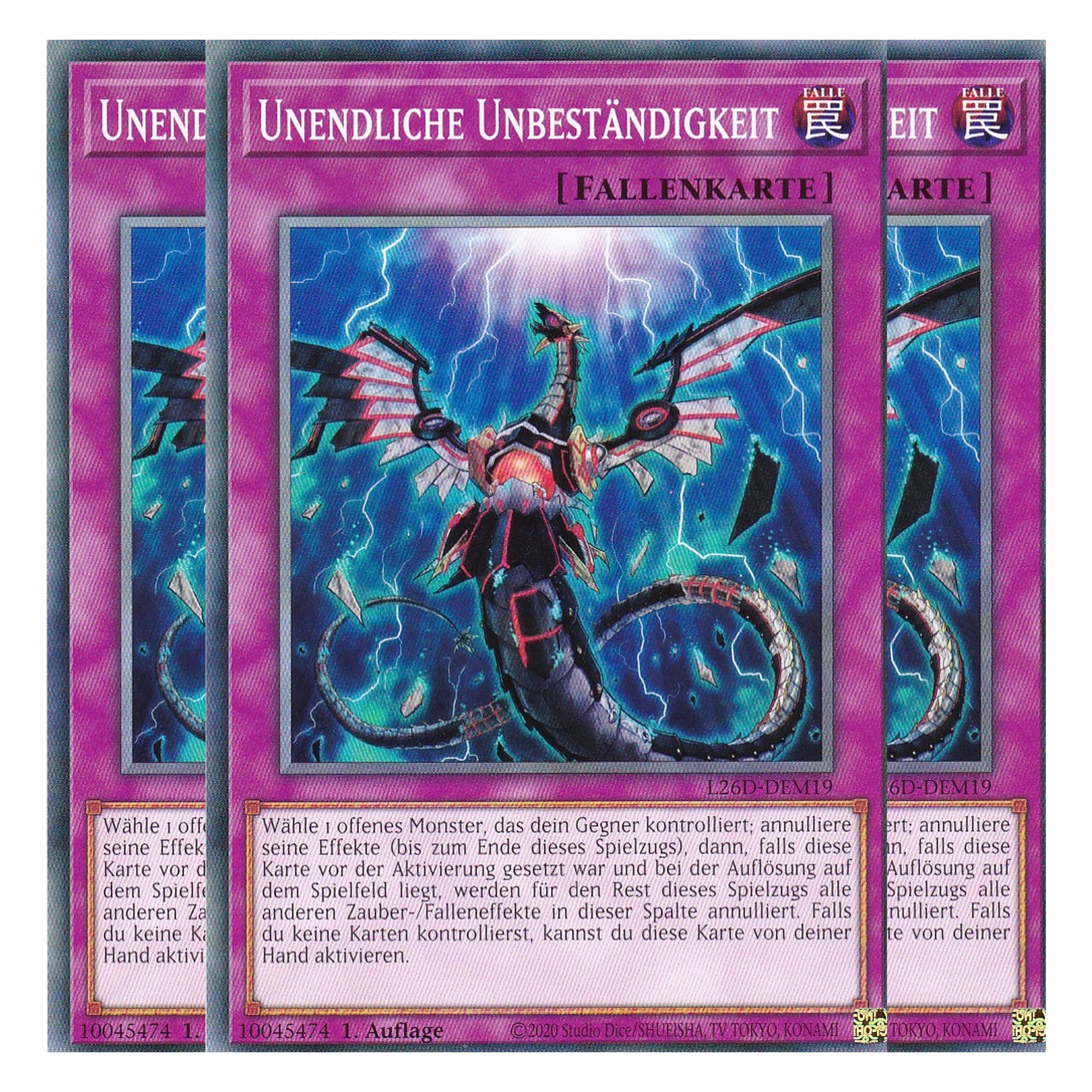 L26D-DEM19 - Unendliche Unbeständigkeit - Common - Deutsch - 1. Auflage - Legendary Modern Decks 2026 - Playset (3 Kopien) - Yu-Gi-Oh! - mit LMS Trading Fieldcenter Karte