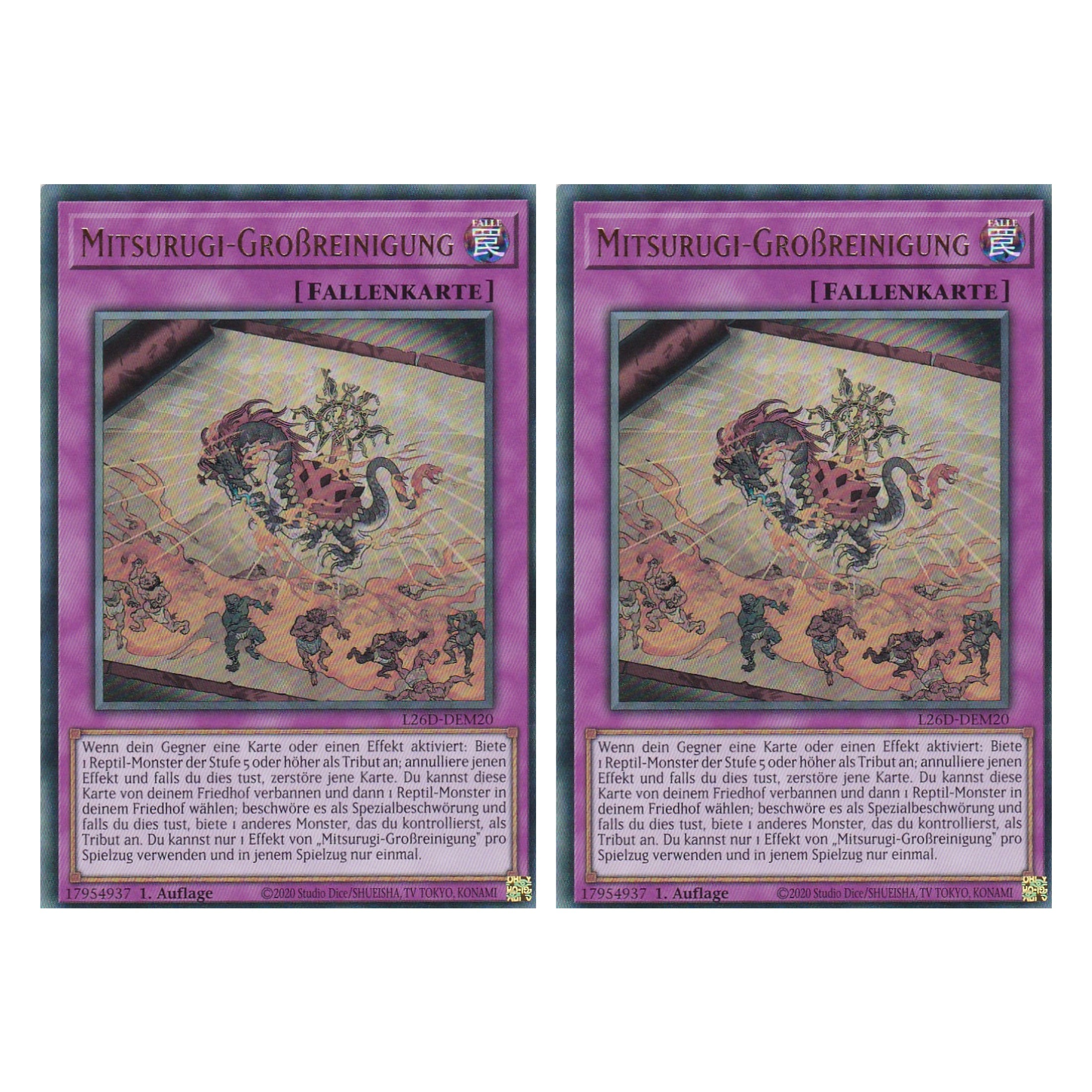 L26D-DEM20 - Mitsurugi-Großreinigung - Ultra Rare - Deutsch - 1. Auflage - Legendary Modern Decks 2026 - Duo Set (2 Stück) - Yu-Gi-Oh! - mit LMS Trading Fieldcenter Karte