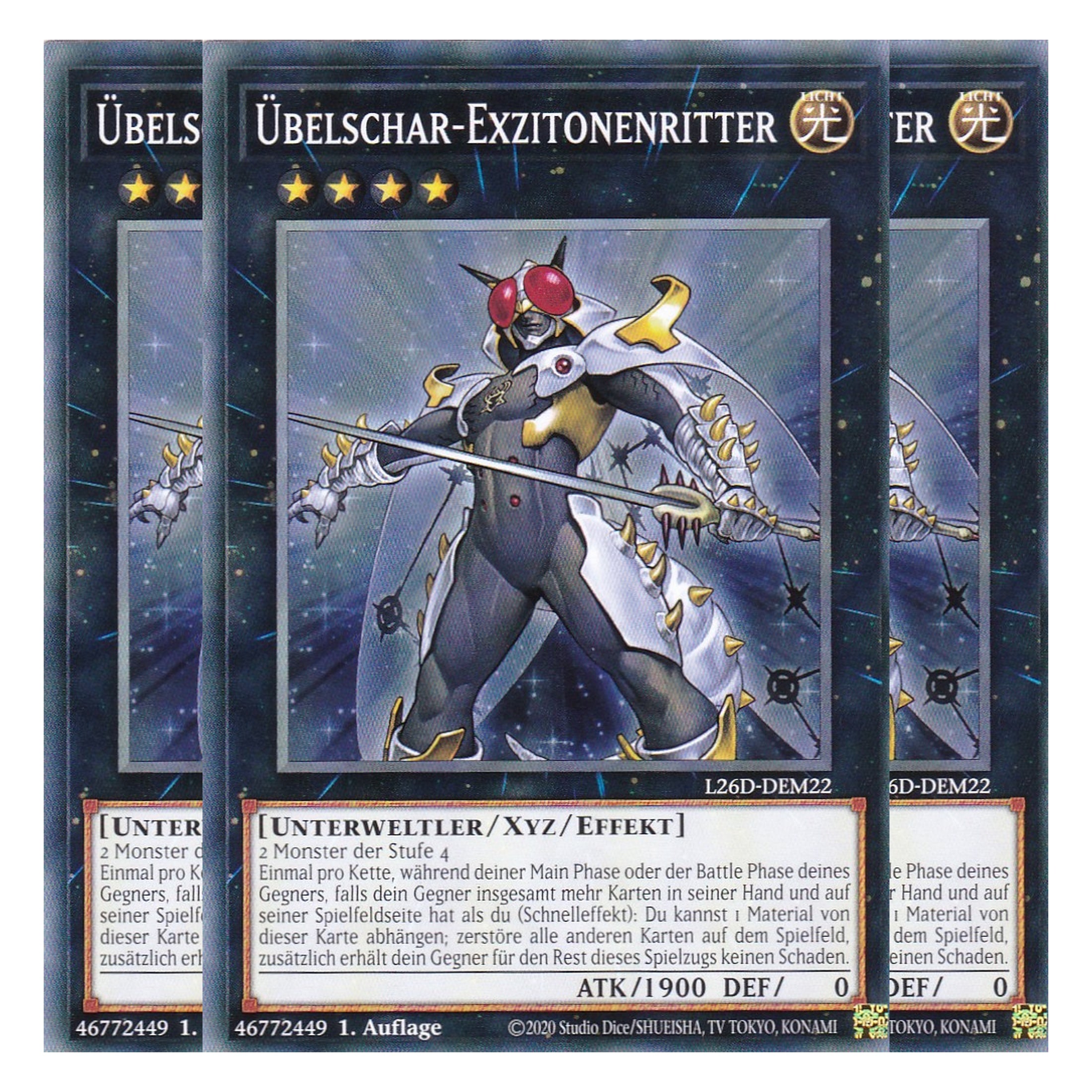 L26D-DEM22 - Übelschar-Exzitonenritter - Common - Deutsch - 1. Auflage - Legendary Modern Decks 2026 - Playset (3 Kopien) - Yu-Gi-Oh! - mit LMS Trading Fieldcenter Karte