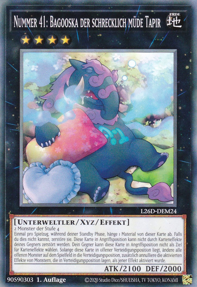 L26D-DEM24 - Nummer 41: Bagooska der schrecklich müde Tapir - Common - Deutsch - Legendary Modern Decks 2026 - Yu-Gi-Oh! - mit LMS Trading Fieldcenter Karte