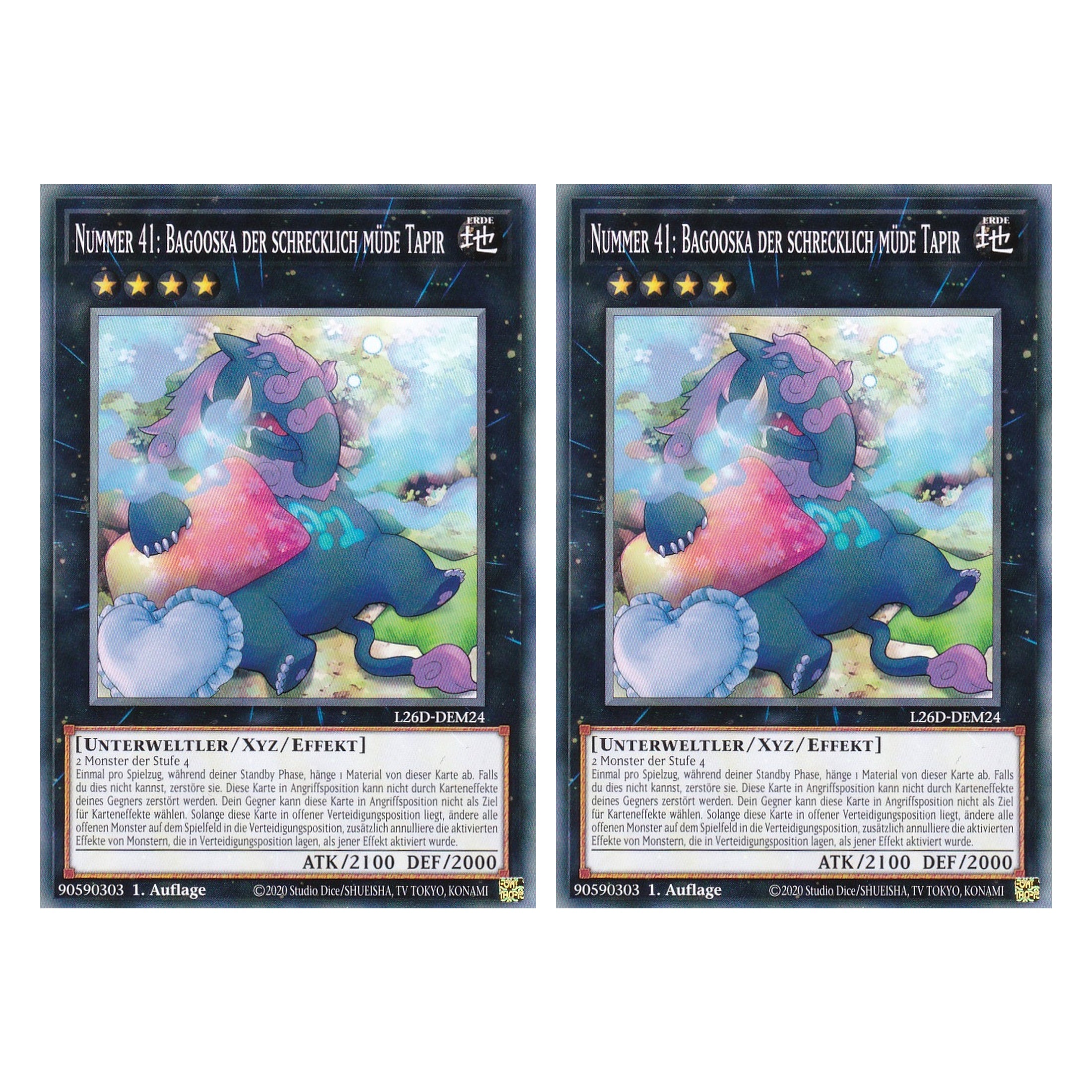 L26D-DEM24 - Nummer 41: Bagooska der schrecklich müde Tapir - Common - Deutsch - 1. Auflage - Legendary Modern Decks 2026 - Duo Set (2 Stück) - Yu-Gi-Oh! - mit LMS Trading Fieldcenter Karte