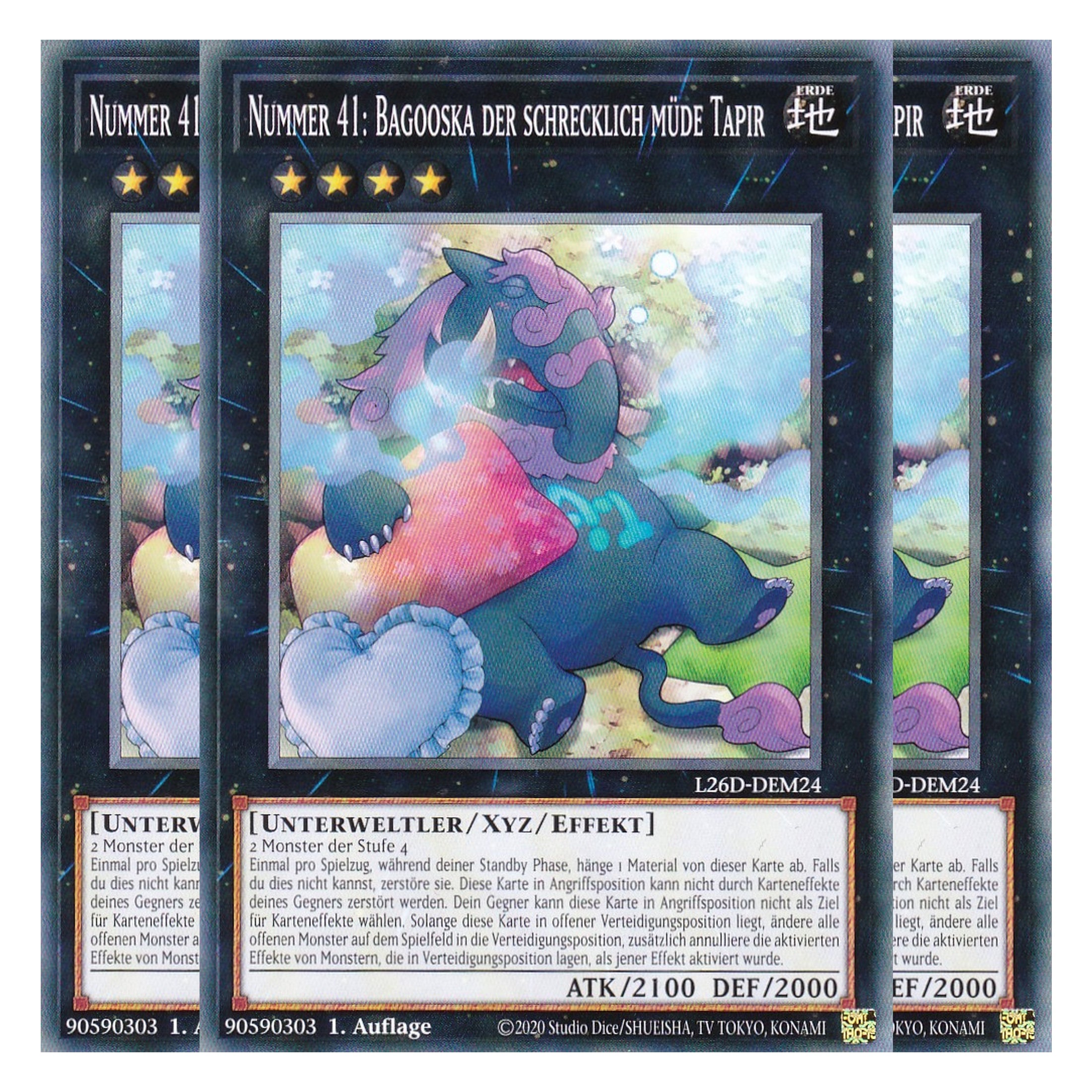 L26D-DEM24 - Nummer 41: Bagooska der schrecklich müde Tapir - Common - Deutsch - 1. Auflage - Legendary Modern Decks 2026 - Playset (3 Kopien) - Yu-Gi-Oh! - mit LMS Trading Fieldcenter Karte