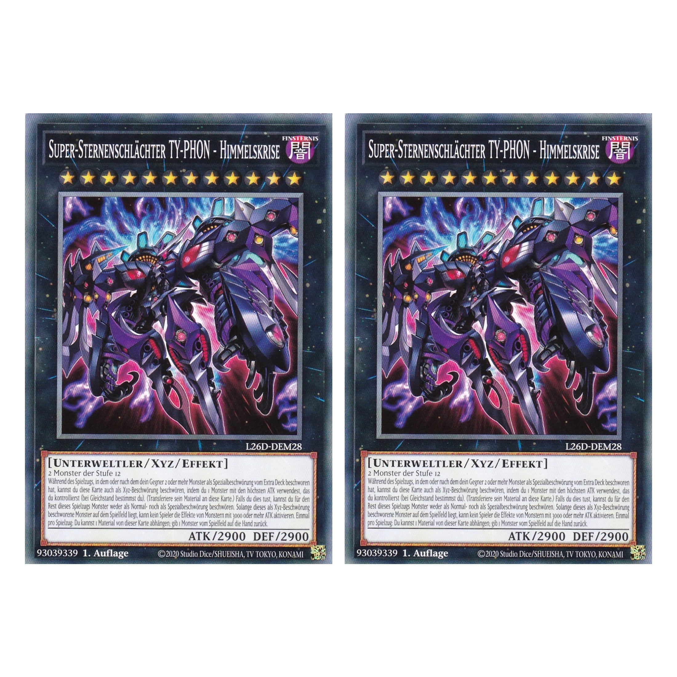 L26D-DEM28 - Super-Sternenschlächter TY-PHON - Himmelskrise - Common - Deutsch - 1. Auflage - Legendary Modern Decks 2026 - Duo Set (2 Stück) - Yu-Gi-Oh! - mit LMS Trading Fieldcenter Karte