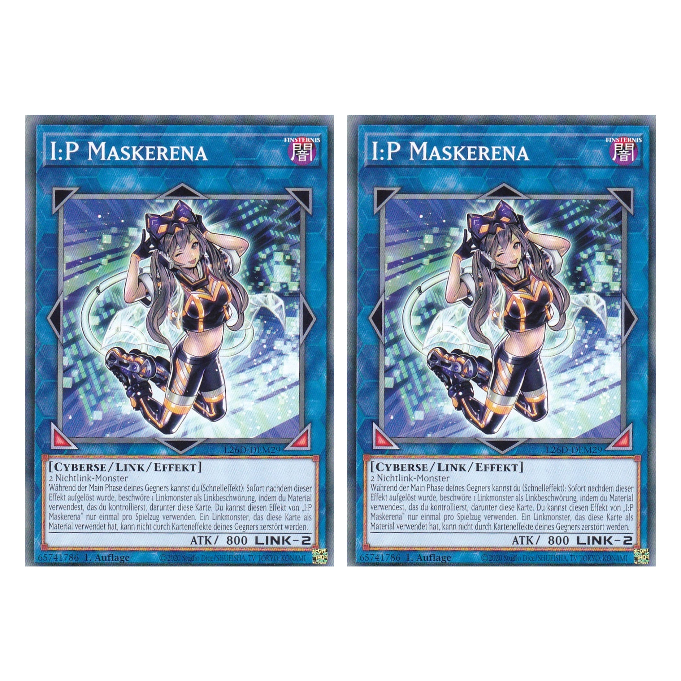L26D-DEM29 - I:P Maskerena - Common - Deutsch - 1. Auflage - Legendary Modern Decks 2026 - Duo Set (2 Stück) - Yu-Gi-Oh! - mit LMS Trading Fieldcenter Karte