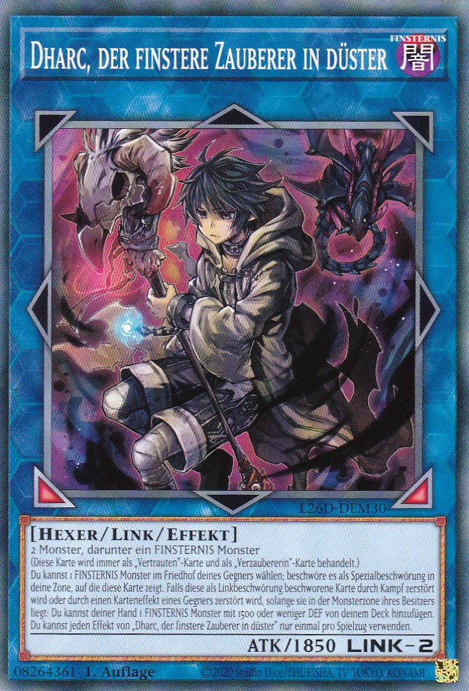 L26D-DEM30 - Dharc, der finstere Zauberer in düster - Common - Deutsch - Legendary Modern Decks 2026 - Yu-Gi-Oh! - mit LMS Trading Fieldcenter Karte