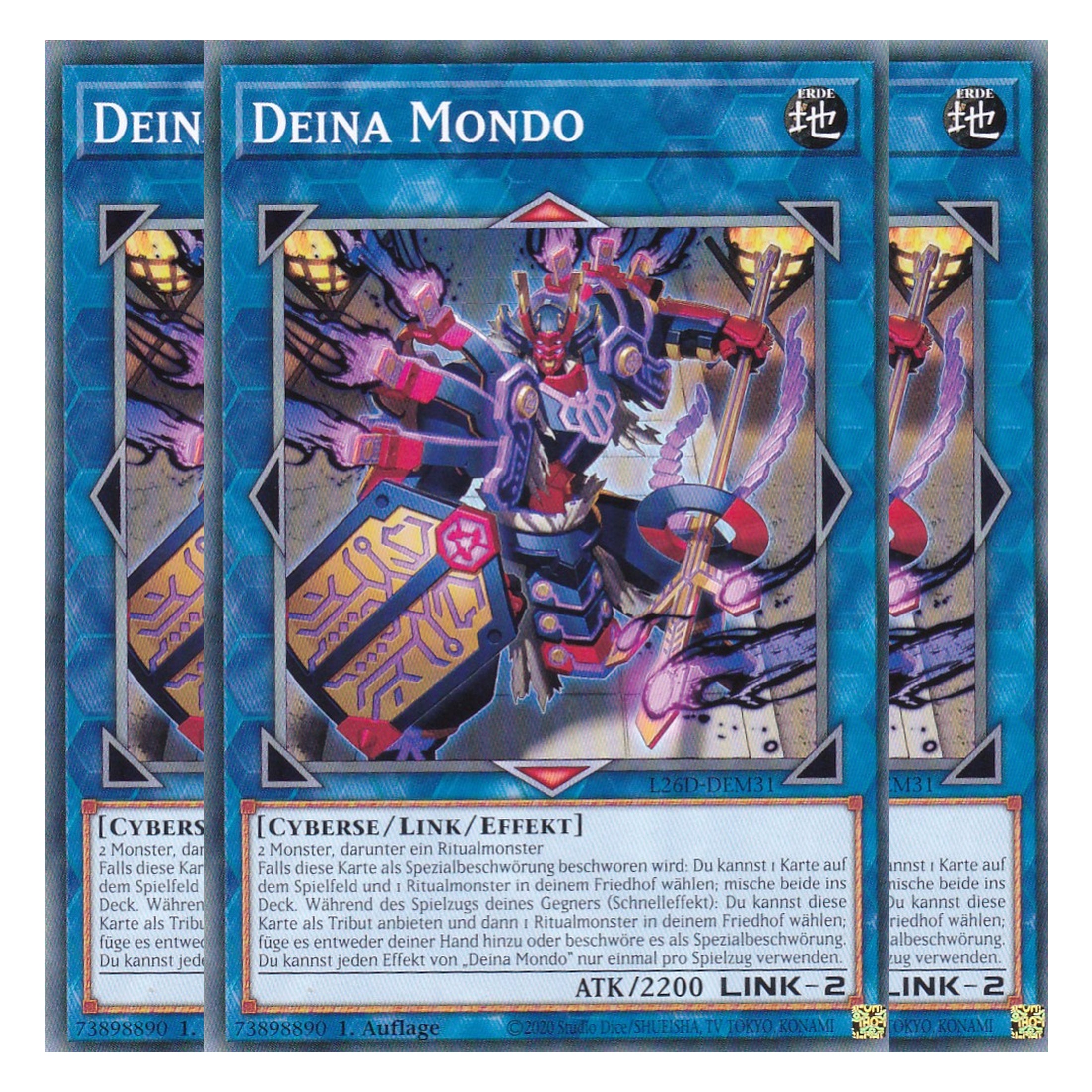 L26D-DEM31 - Deina Mondo - Common - Deutsch - 1. Auflage - Legendary Modern Decks 2026 - Playset (3 Kopien) - Yu-Gi-Oh! - mit LMS Trading Fieldcenter Karte