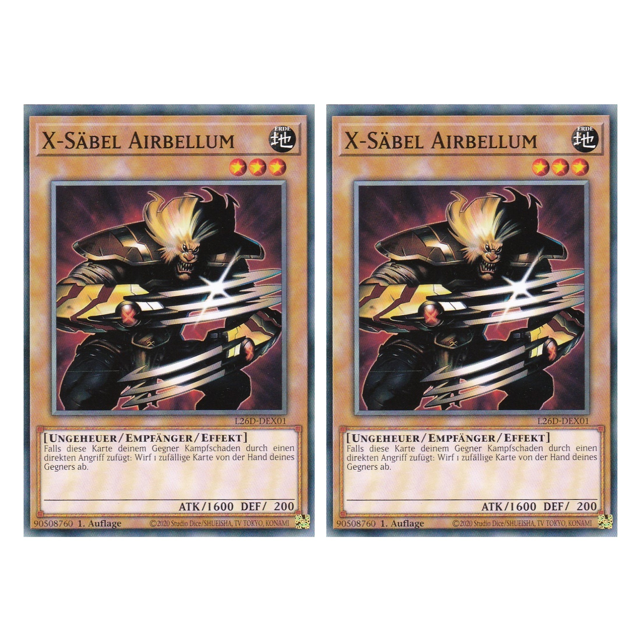 L26D-DEX01 - X-Säbel Airbellum - Common - Deutsch - 1. Auflage - Legendary Modern Decks 2026 - Duo Set (2 Stück) - Yu-Gi-Oh! - mit LMS Trading Fieldcenter Karte
