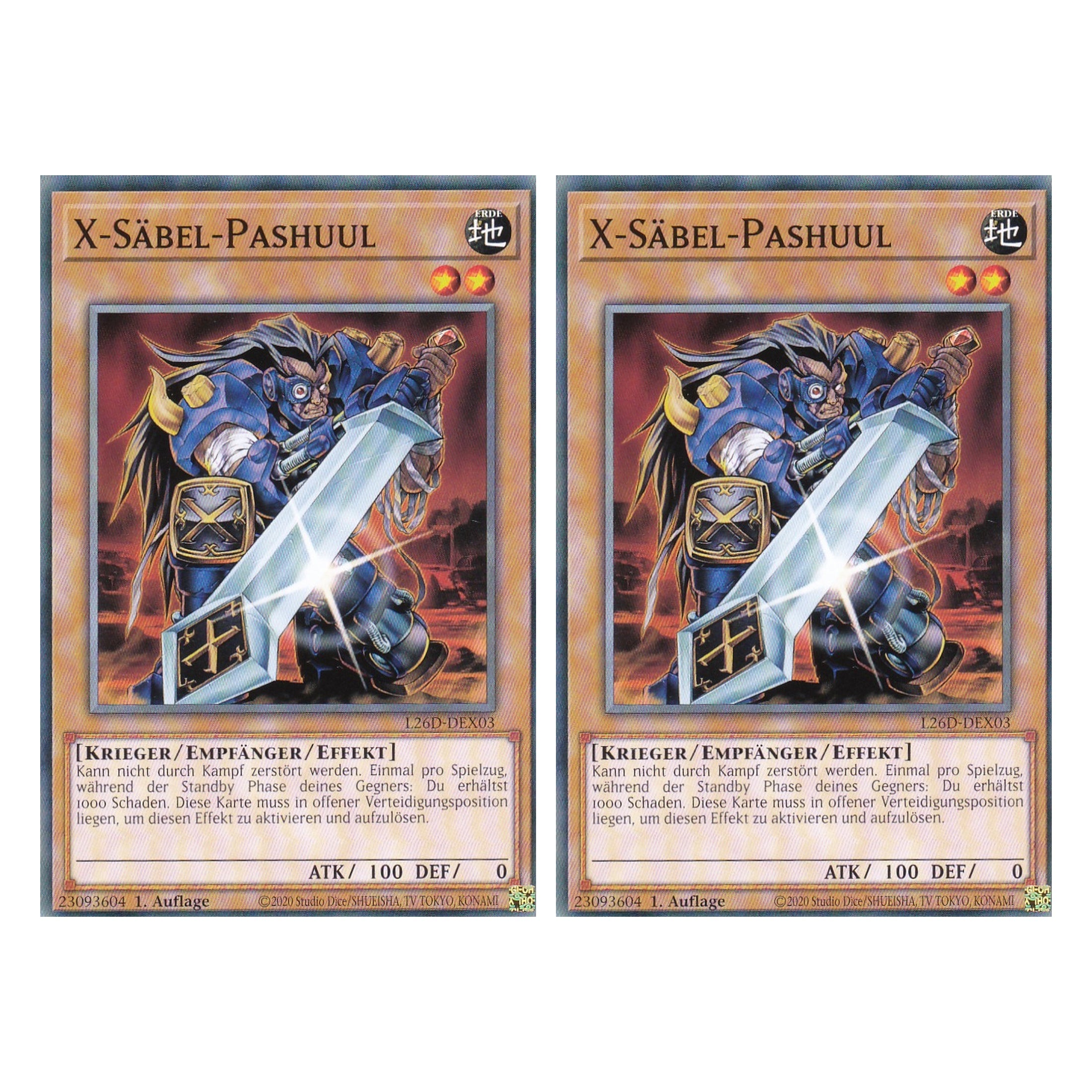 L26D-DEX03 - X-Säbel-Pashuul - Common - Deutsch - 1. Auflage - Legendary Modern Decks 2026 - Duo Set (2 Stück) - Yu-Gi-Oh! - mit LMS Trading Fieldcenter Karte