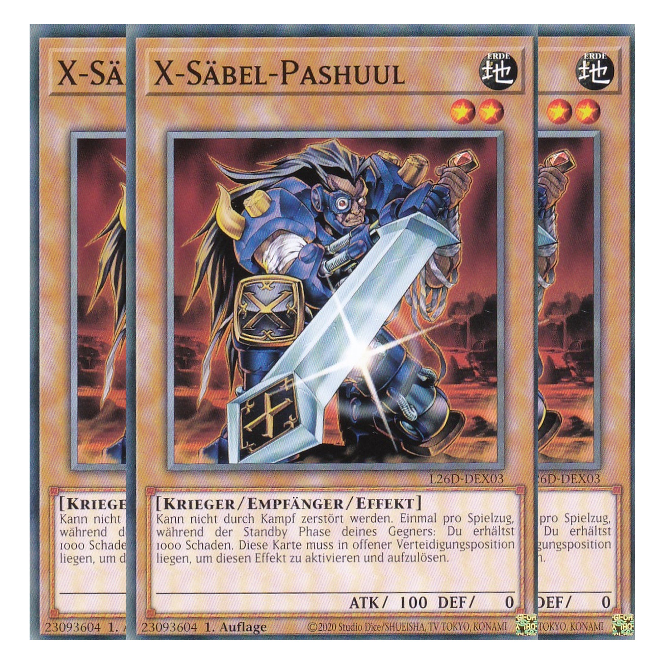L26D-DEX03 - X-Säbel-Pashuul - Common - Deutsch - 1. Auflage - Legendary Modern Decks 2026 - Playset (3 Kopien) - Yu-Gi-Oh! - mit LMS Trading Fieldcenter Karte