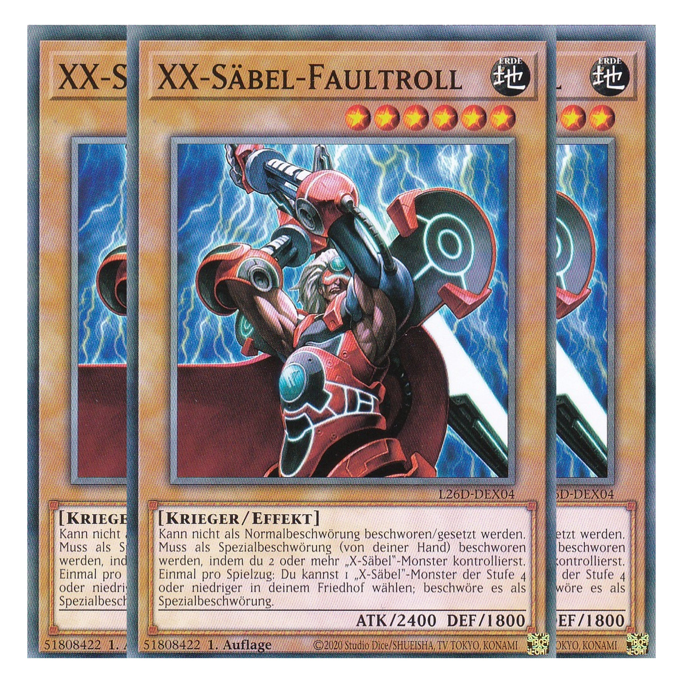 L26D-DEX04 - XX-Säbel-Faultroll - Common - Deutsch - 1. Auflage - Legendary Modern Decks 2026 - Playset (3 Kopien) - Yu-Gi-Oh! - mit LMS Trading Fieldcenter Karte