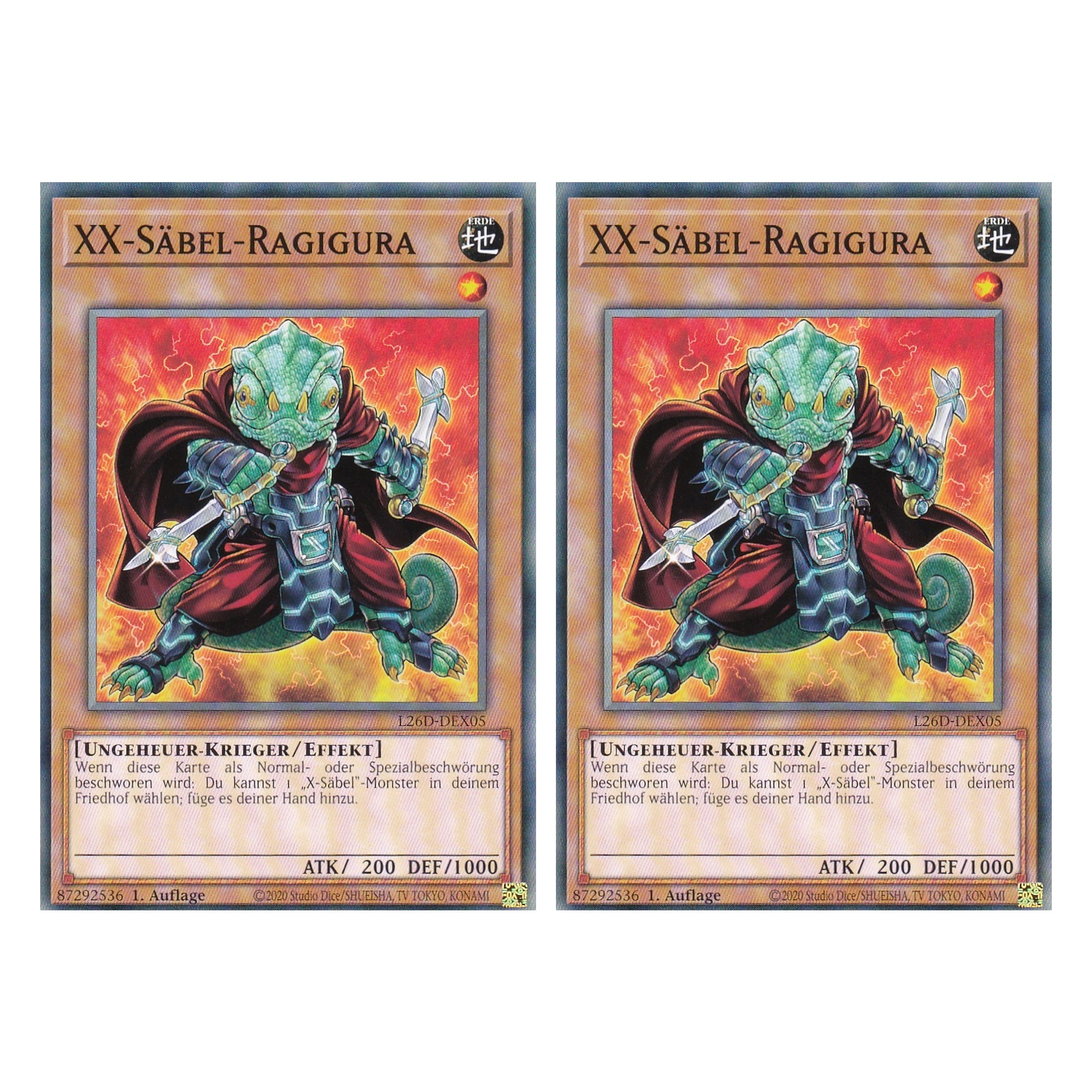 L26D-DEX05 - XX-Säbel-Ragigura - Common - Deutsch - 1. Auflage - Legendary Modern Decks 2026 - Duo Set (2 Stück) - Yu-Gi-Oh! - mit LMS Trading Fieldcenter Karte