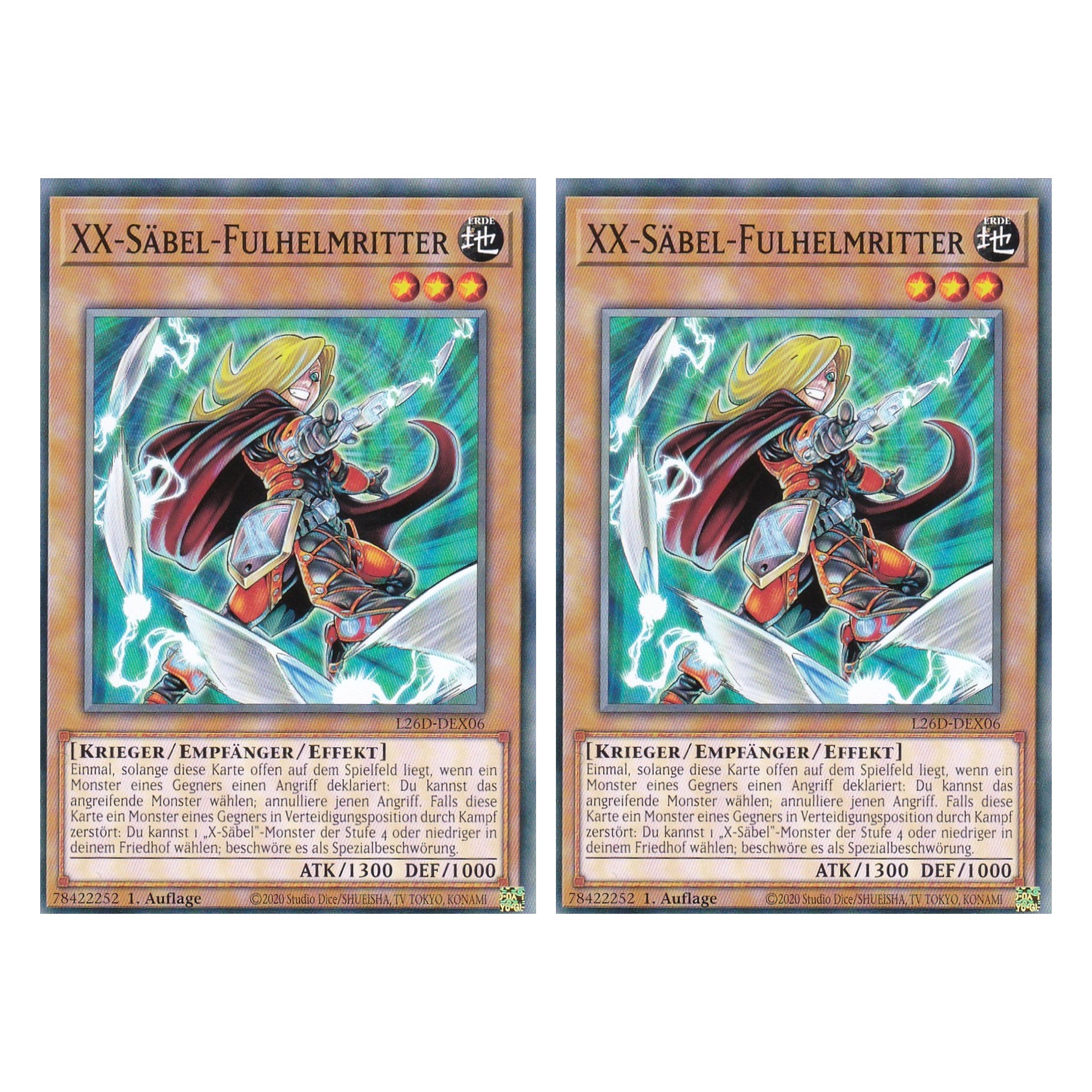 L26D-DEX06 - XX-Säbel-Fulhelmritter - Common - Deutsch - 1. Auflage - Legendary Modern Decks 2026 - Duo Set (2 Stück) - Yu-Gi-Oh! - mit LMS Trading Fieldcenter Karte