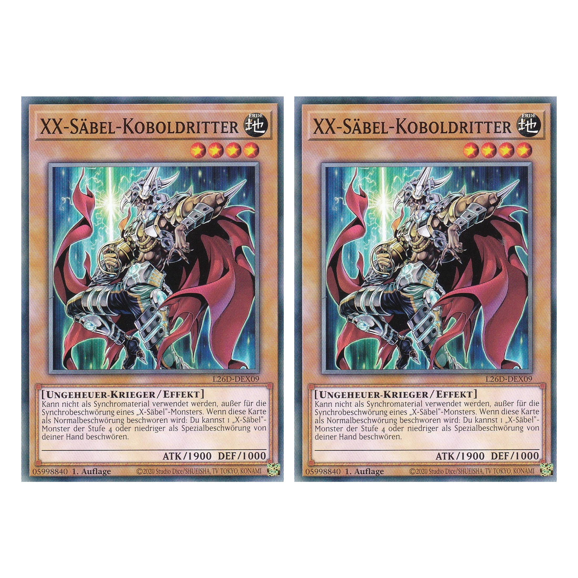 L26D-DEX09 - XX-Säbel-Koboldritter - Common - Deutsch - 1. Auflage - Legendary Modern Decks 2026 - Duo Set (2 Stück) - Yu-Gi-Oh! - mit LMS Trading Fieldcenter Karte