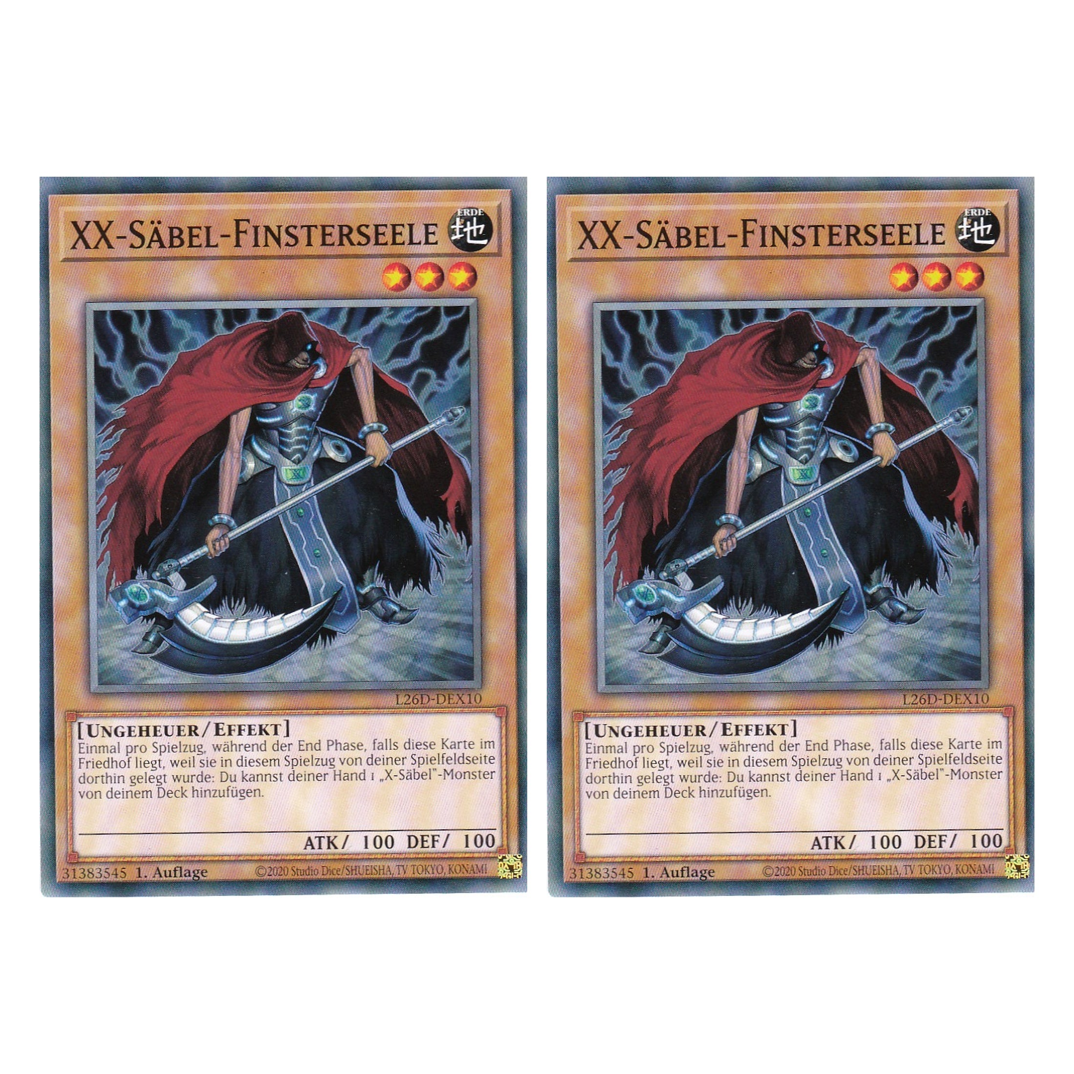 L26D-DEX10 - XX-Säbel-Finsterseele - Common - Deutsch - 1. Auflage - Legendary Modern Decks 2026 - Duo Set (2 Stück) - Yu-Gi-Oh! - mit LMS Trading Fieldcenter Karte