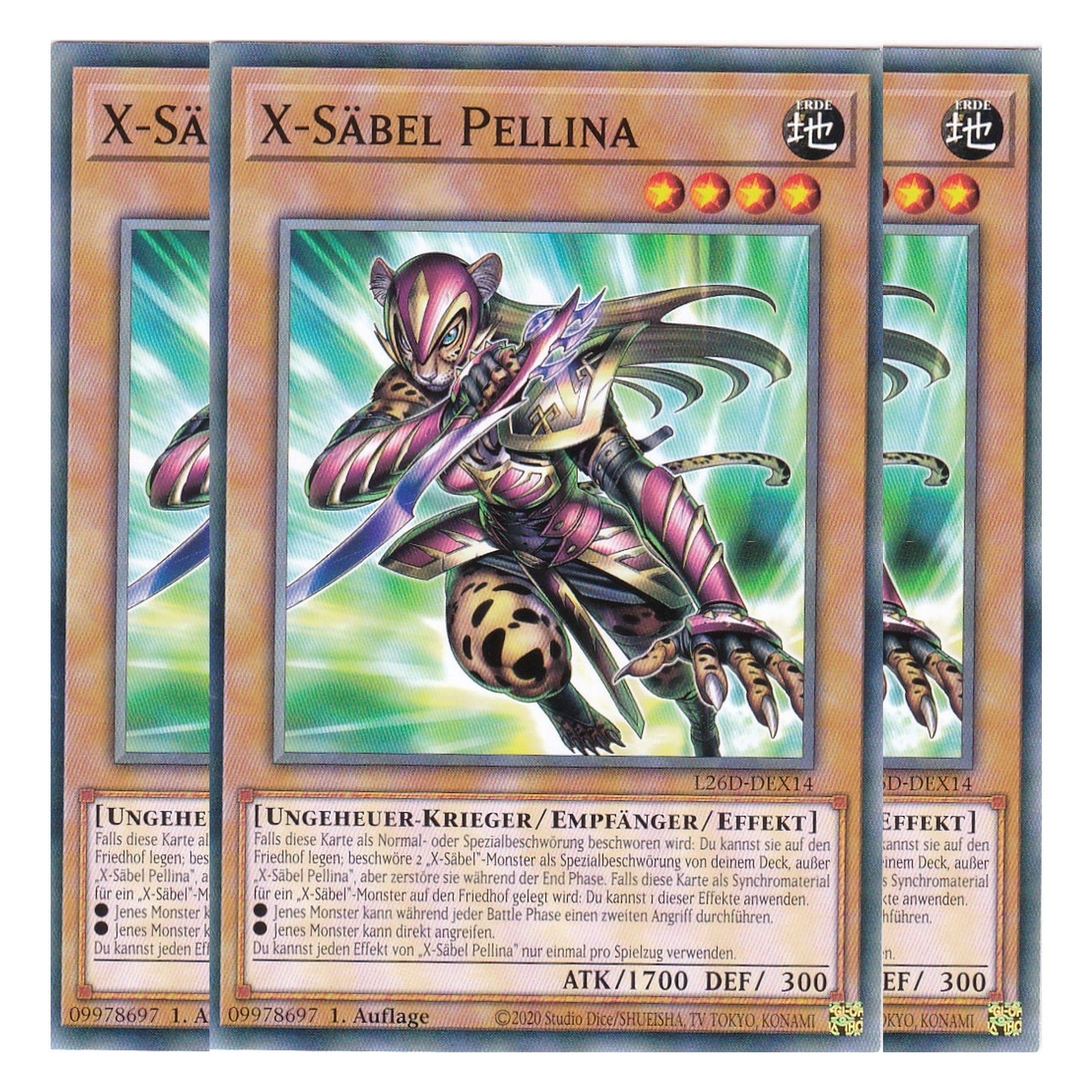 L26D-DEX14 - X-Säbel Pellina - Common - Deutsch - 1. Auflage - Legendary Modern Decks 2026 - Playset (3 Kopien) - Yu-Gi-Oh! - mit LMS Trading Fieldcenter Karte