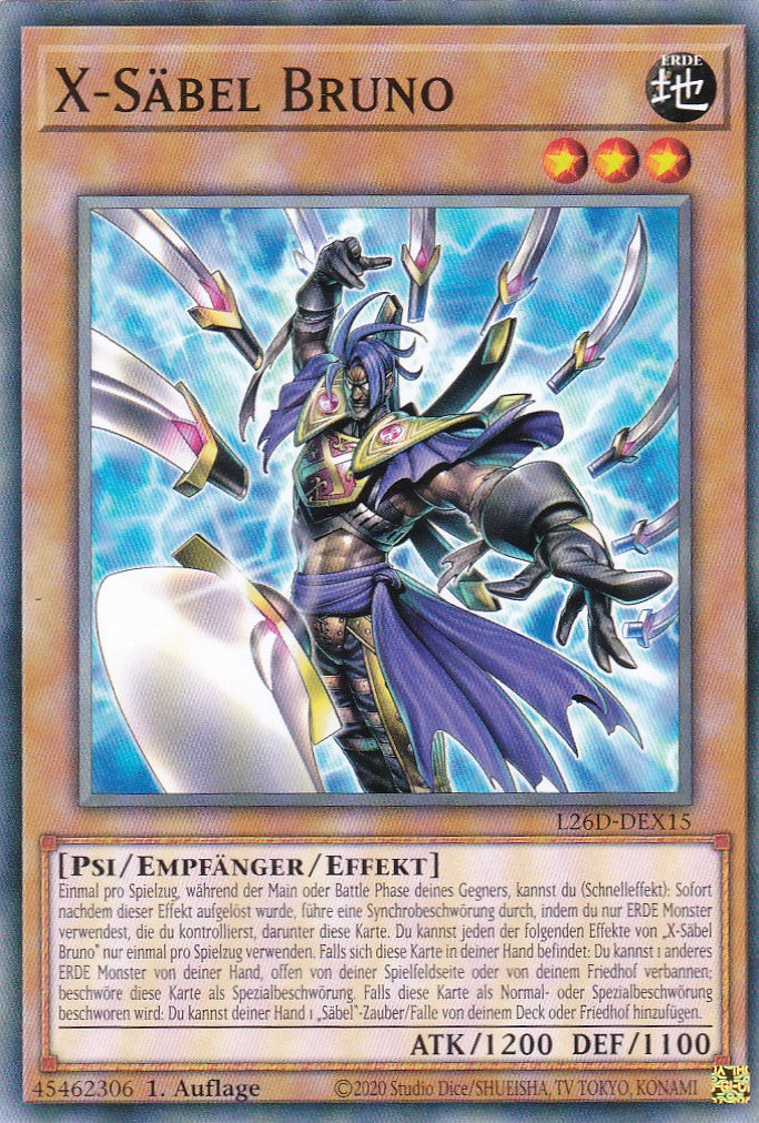 L26D-DEX15 - X-Säbel Bruno - Common - Deutsch - Legendary Modern Decks 2026 - Yu-Gi-Oh! - mit LMS Trading Fieldcenter Karte
