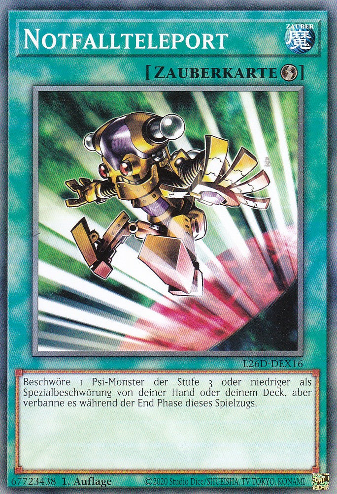 L26D-DEX16 - Notfallteleport - Common - Deutsch - Legendary Modern Decks 2026 - Yu-Gi-Oh! - mit LMS Trading Fieldcenter Karte