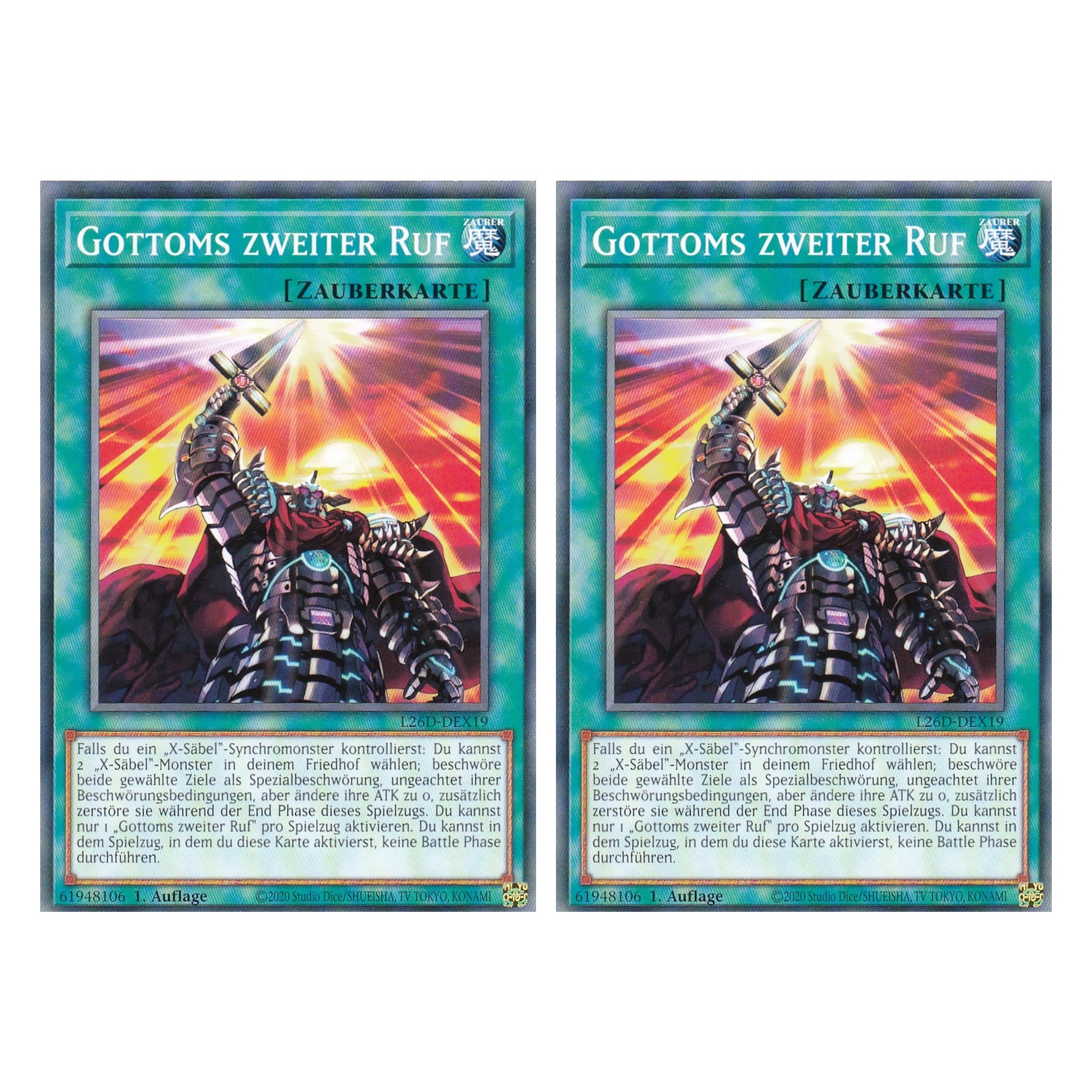 L26D-DEX19 - Gottoms zweiter Ruf - Common - Deutsch - 1. Auflage - Legendary Modern Decks 2026 - Duo Set (2 Stück) - Yu-Gi-Oh! - mit LMS Trading Fieldcenter Karte