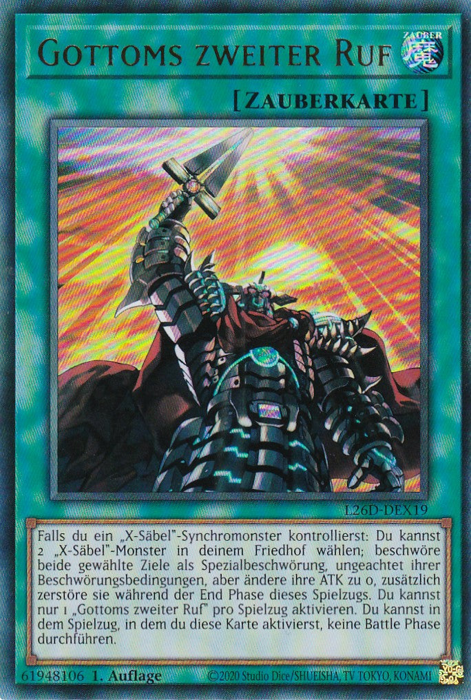 L26D-DEX19 - Gottoms zweiter Ruf - Ultra Rare - Deutsch - Legendary Modern Decks 2026 - Yu-Gi-Oh! - mit LMS Trading Fieldcenter Karte