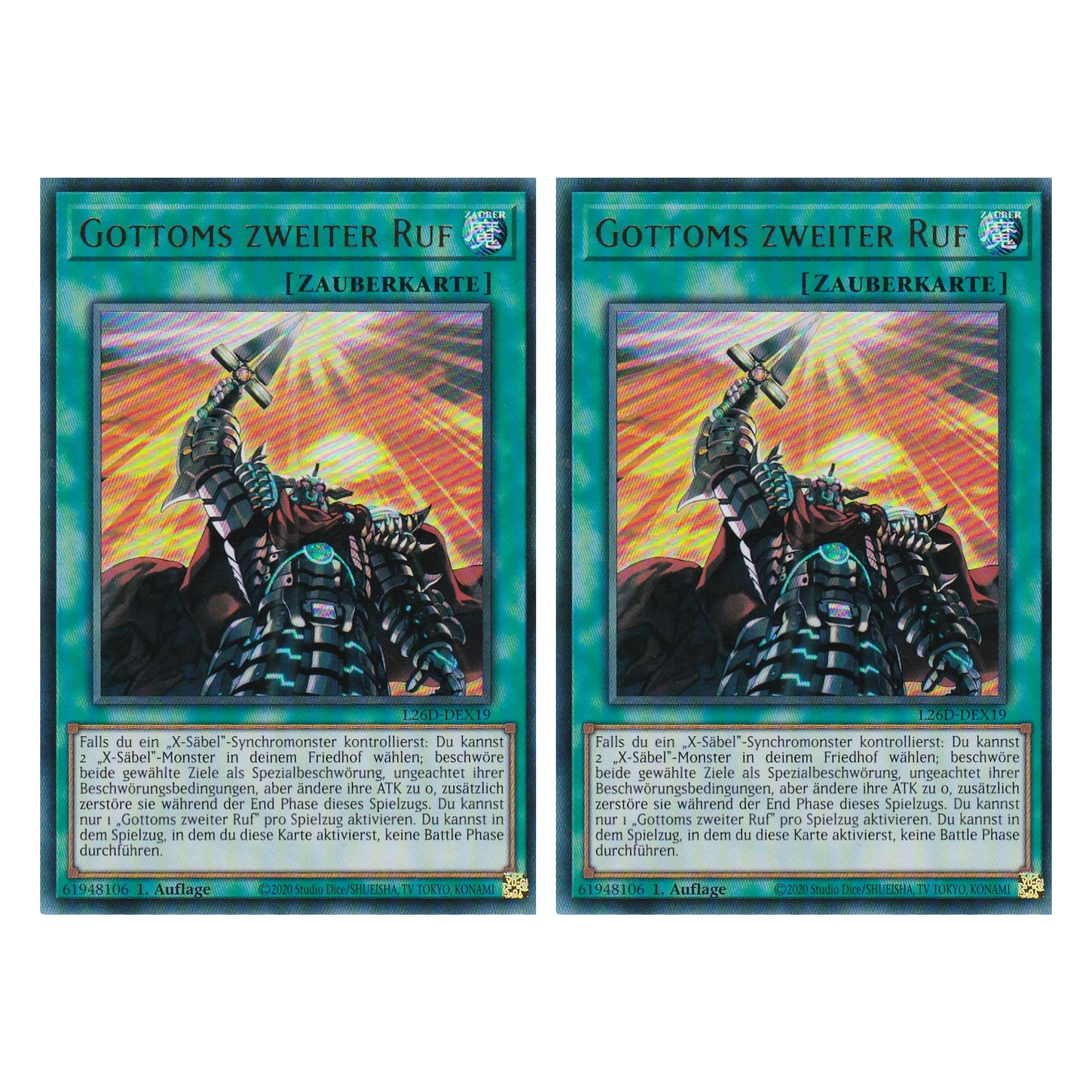 L26D-DEX19 - Gottoms zweiter Ruf - Ultra Rare - Deutsch - 1. Auflage - Legendary Modern Decks 2026 - Duo Set (2 Stück) - Yu-Gi-Oh! - mit LMS Trading Fieldcenter Karte