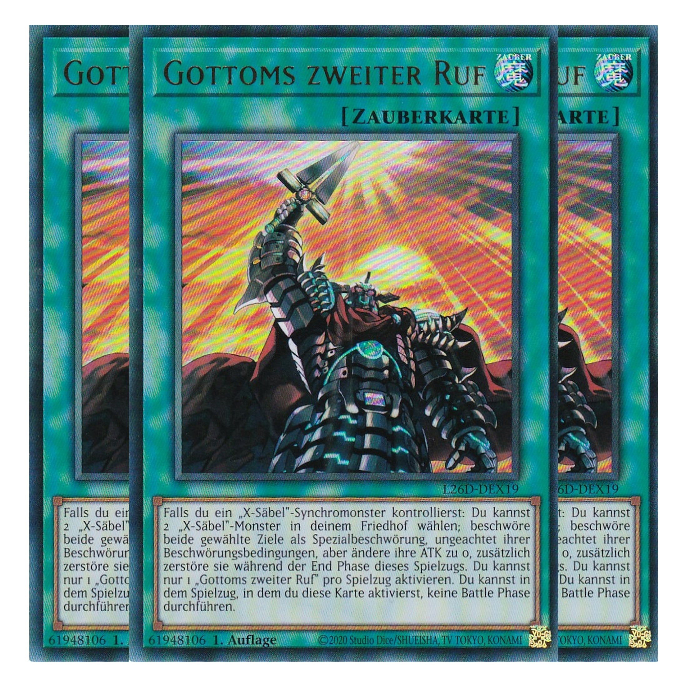 L26D-DEX19 - Gottoms zweiter Ruf - Ultra Rare - Deutsch - 1. Auflage - Legendary Modern Decks 2026 - Playset (3 Kopien) - Yu-Gi-Oh! - mit LMS Trading Fieldcenter Karte