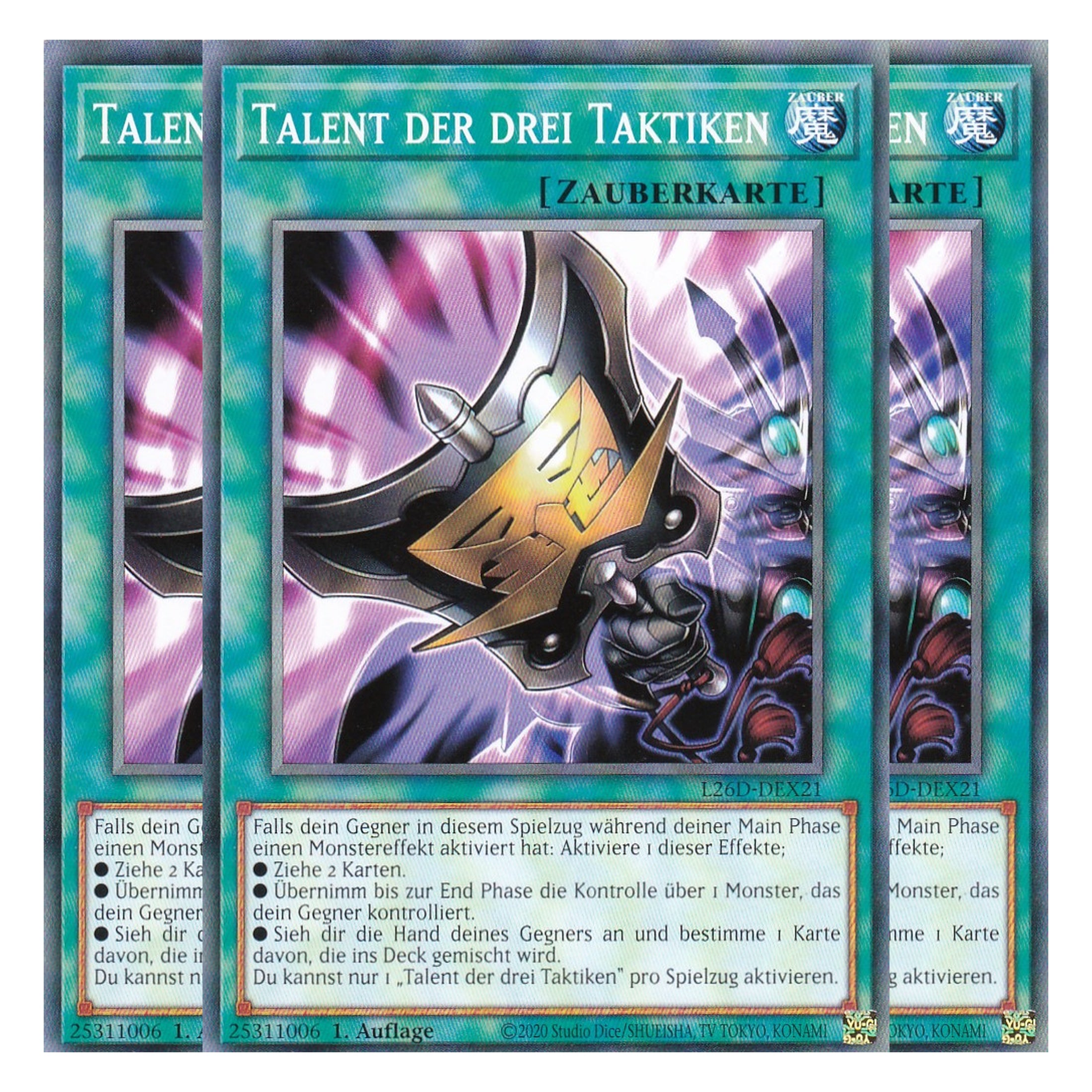 L26D-DEX21 - Talent der drei Taktiken - Common - Deutsch - 1. Auflage - Legendary Modern Decks 2026 - Playset (3 Kopien) - Yu-Gi-Oh! - mit LMS Trading Fieldcenter Karte