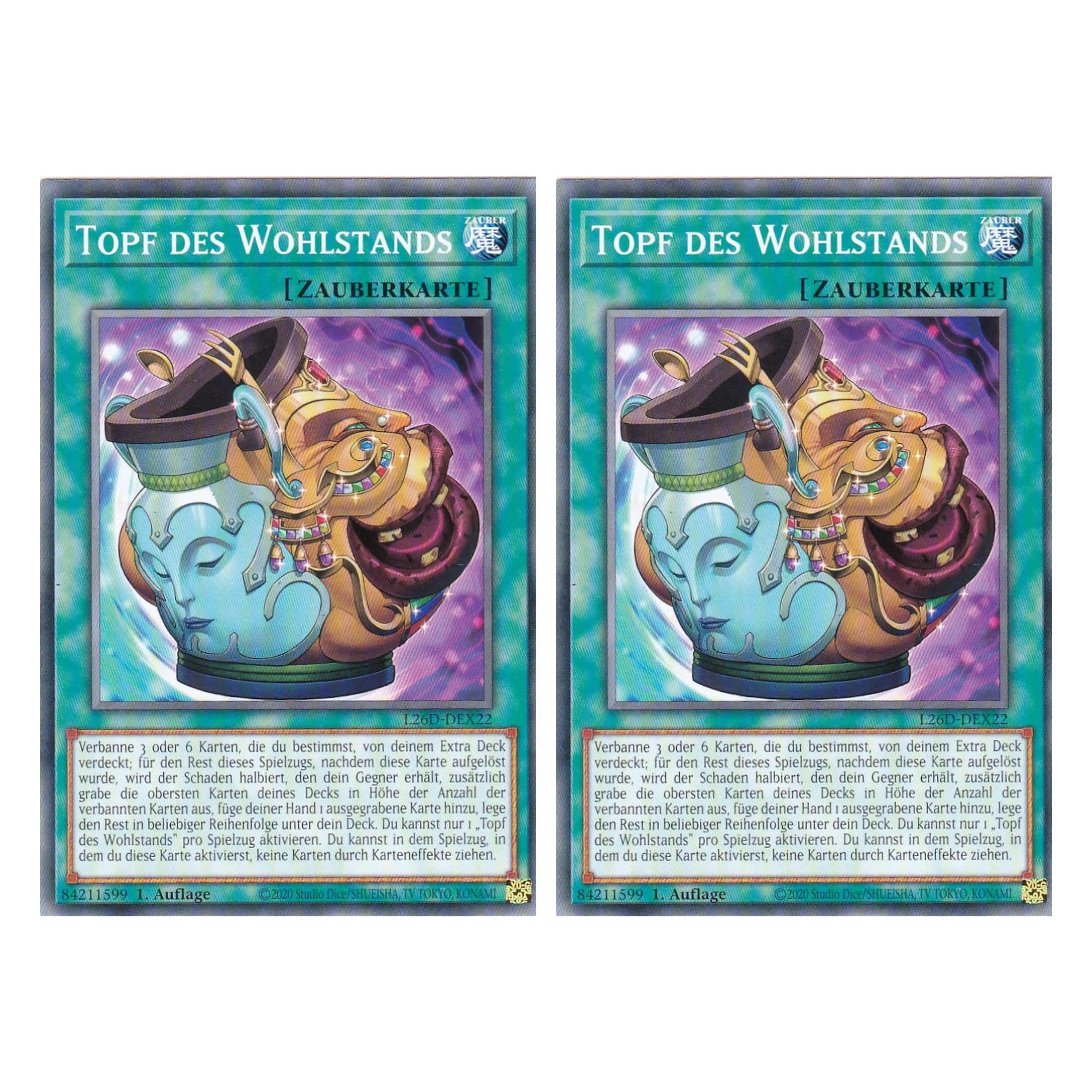 L26D-DEX22 - Topf des Wohlstands - Common - Deutsch - 1. Auflage - Legendary Modern Decks 2026 - Duo Set (2 Stück) - Yu-Gi-Oh! - mit LMS Trading Fieldcenter Karte
