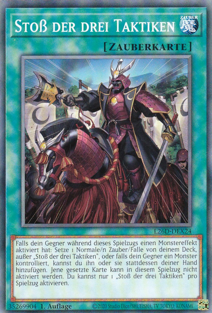 L26D-DEX24 - Stoß der drei Taktiken - Common - Deutsch - Legendary Modern Decks 2026 - Yu-Gi-Oh! - mit LMS Trading Fieldcenter Karte