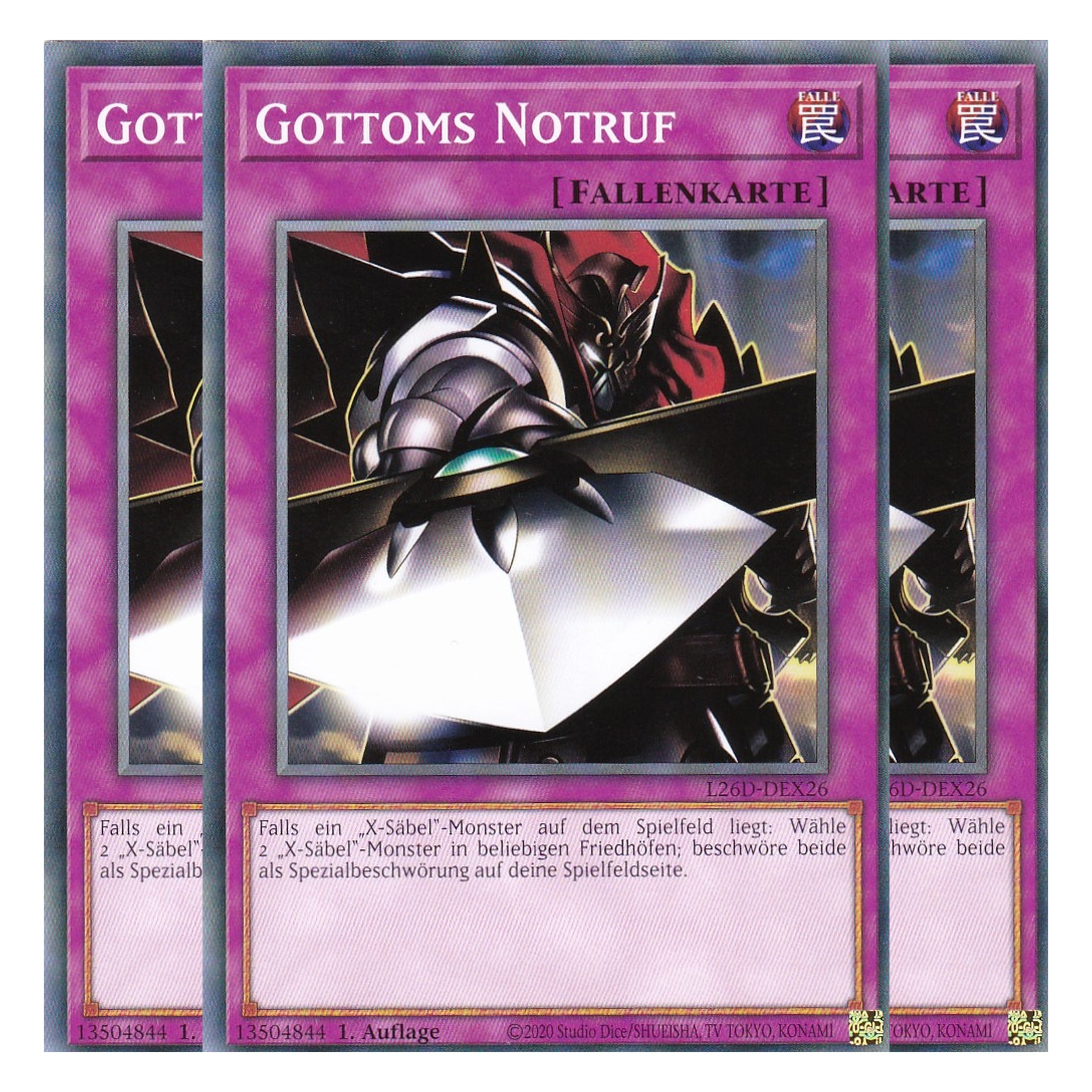 L26D-DEX26 - Gottoms Notruf - Common - Deutsch - 1. Auflage - Legendary Modern Decks 2026 - Playset (3 Kopien) - Yu-Gi-Oh! - mit LMS Trading Fieldcenter Karte