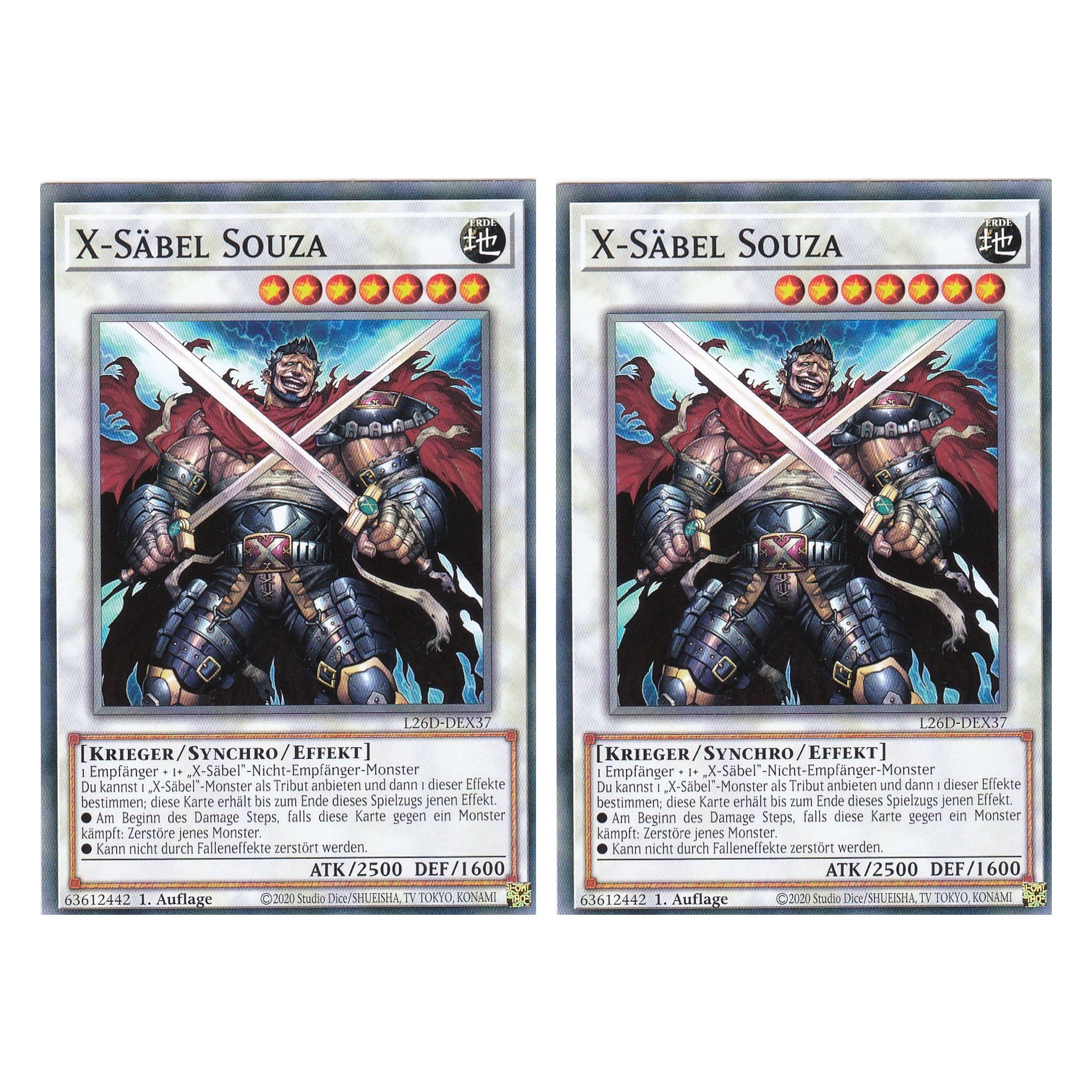 L26D-DEX37 - X-Säbel Souza - Common - Deutsch - 1. Auflage - Legendary Modern Decks 2026 - Duo Set (2 Stück) - Yu-Gi-Oh! - mit LMS Trading Fieldcenter Karte