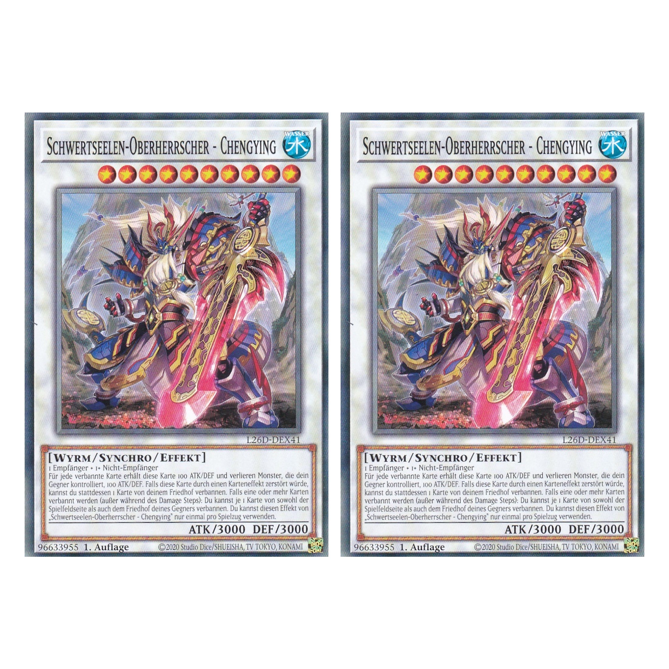 L26D-DEX41 - Schwertseelen-Oberherrscher - Chengying - Common - Deutsch - 1. Auflage - Legendary Modern Decks 2026 - Duo Set (2 Stück) - Yu-Gi-Oh! - mit LMS Trading Fieldcenter Karte