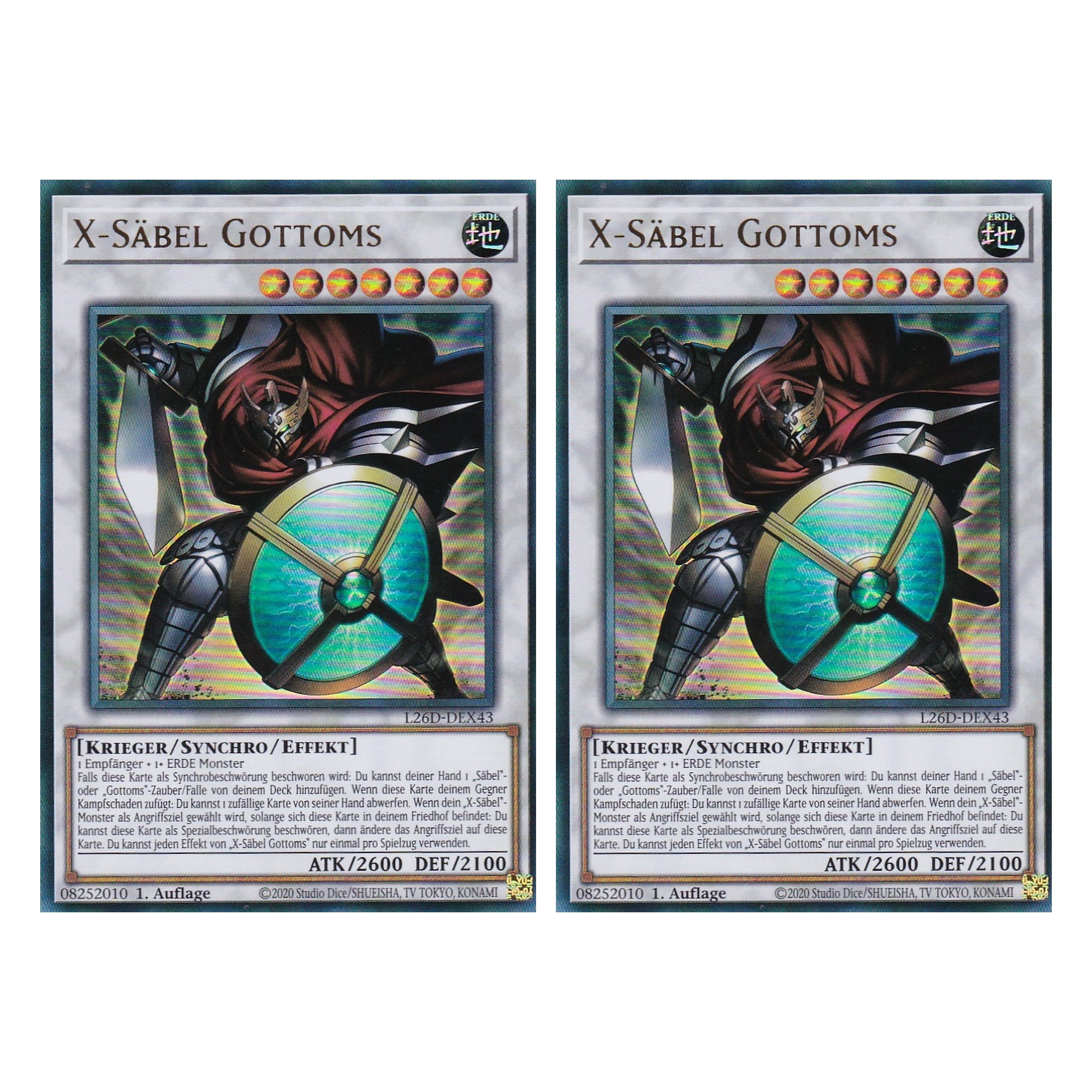 L26D-DEX43 - X-Säbel Gottoms - Ultra Rare - Deutsch - 1. Auflage - Legendary Modern Decks 2026 - Duo Set (2 Stück) - Yu-Gi-Oh! - mit LMS Trading Fieldcenter Karte